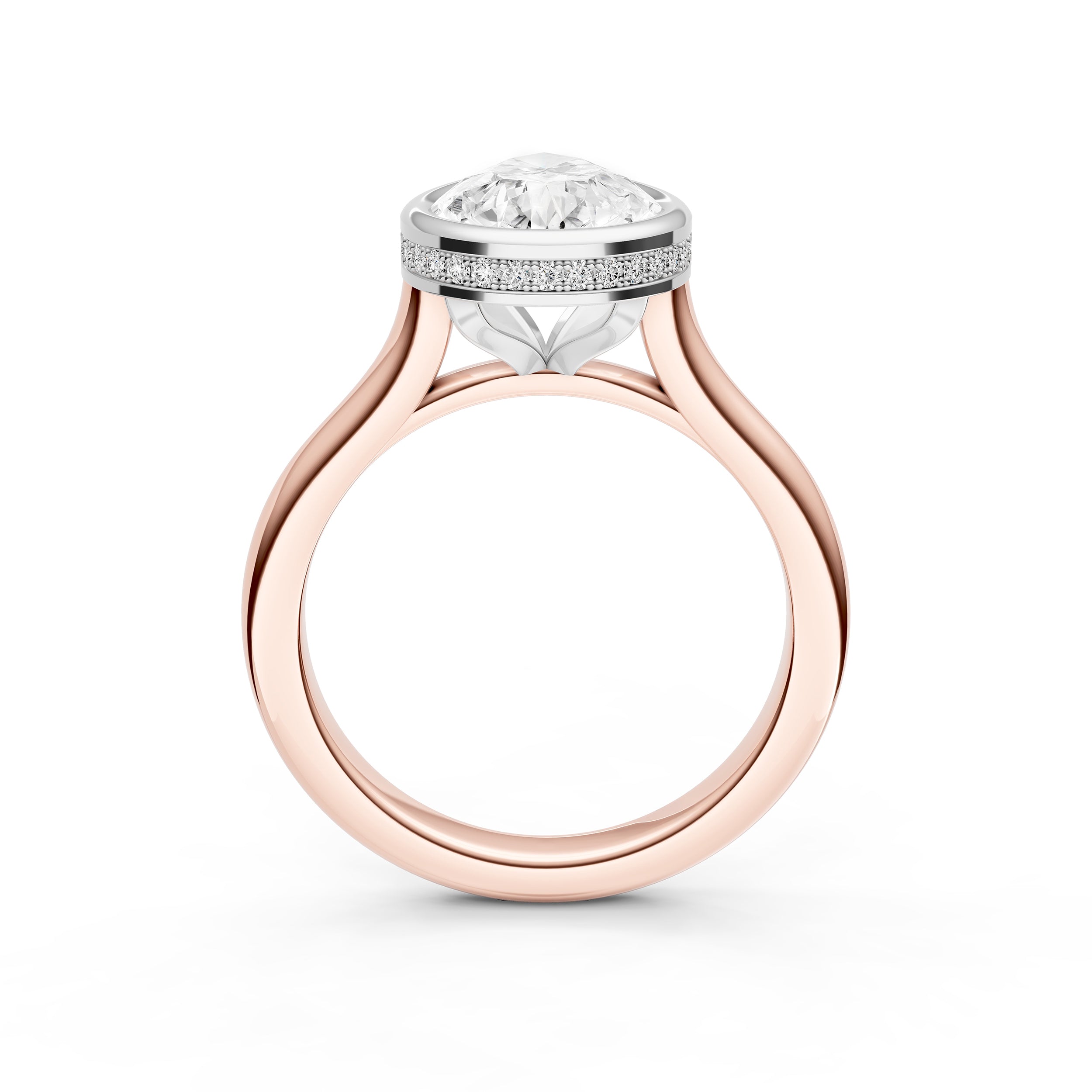 Bezel Hidden Halo Engagement Ring (Pear Shape) Birmingham Jewelry Engagement Ring Birmingham Jewelry 