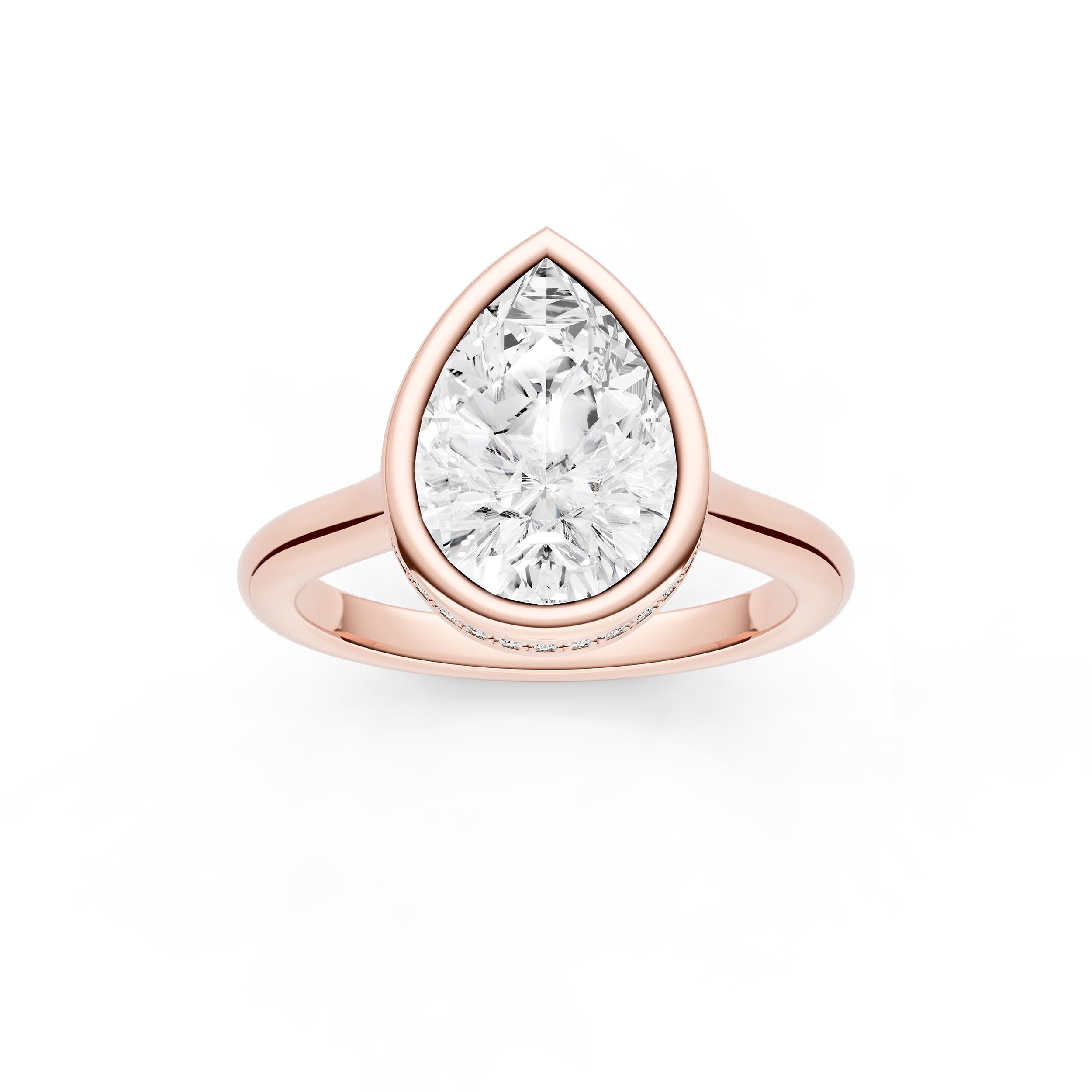 Bezel Hidden Halo Engagement Ring (Pear Shape) Birmingham Jewelry Engagement Ring Birmingham Jewelry 