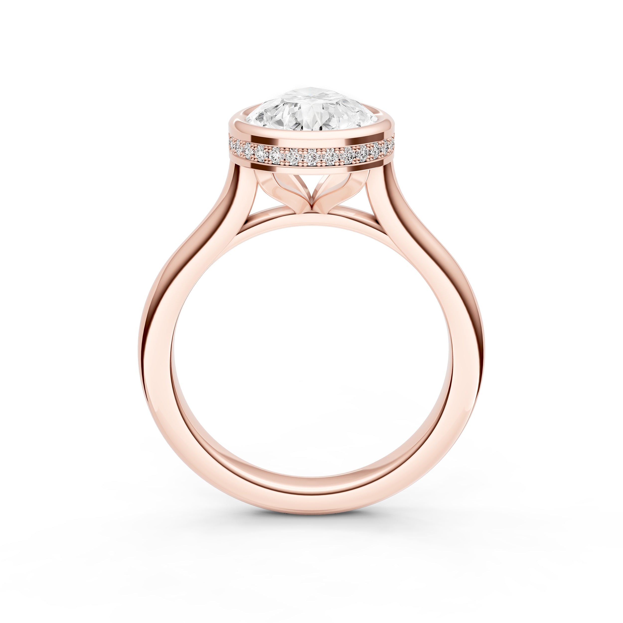 Bezel Hidden Halo Engagement Ring (Pear Shape) Birmingham Jewelry Engagement Ring Birmingham Jewelry 
