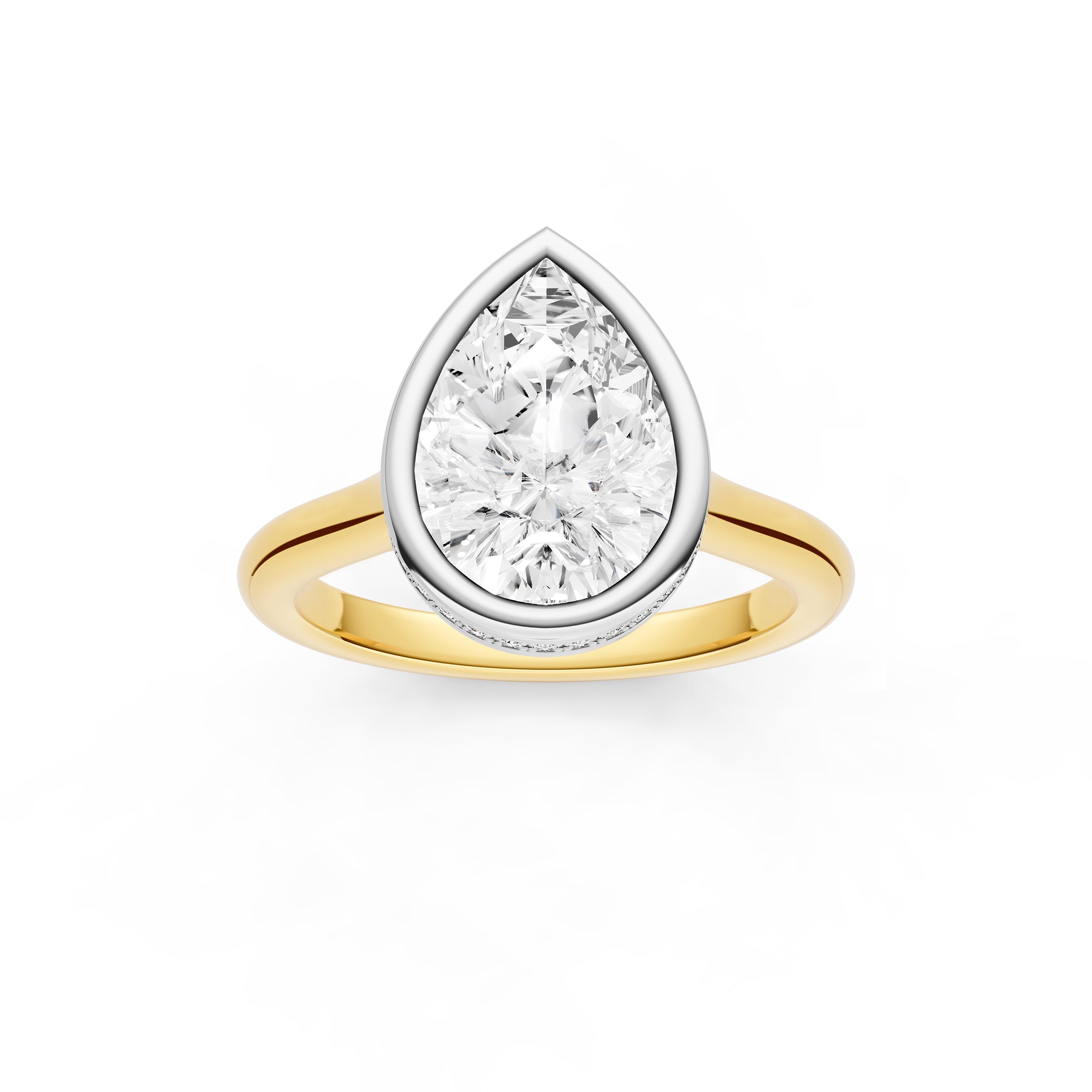 Bezel Hidden Halo Engagement Ring (Pear Shape) Birmingham Jewelry Engagement Ring Birmingham Jewelry 