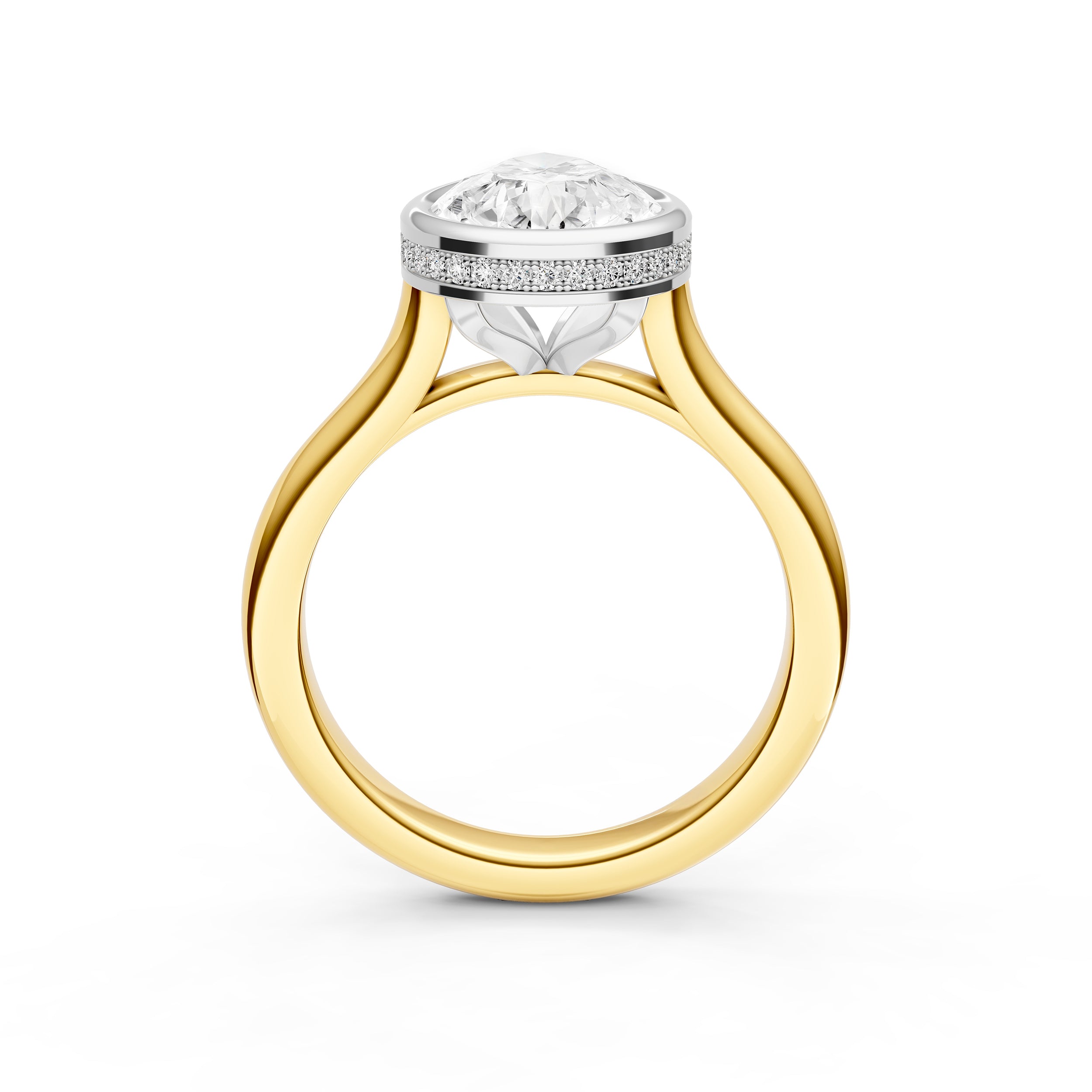 Bezel Hidden Halo Engagement Ring (Pear Shape) Birmingham Jewelry Engagement Ring Birmingham Jewelry 