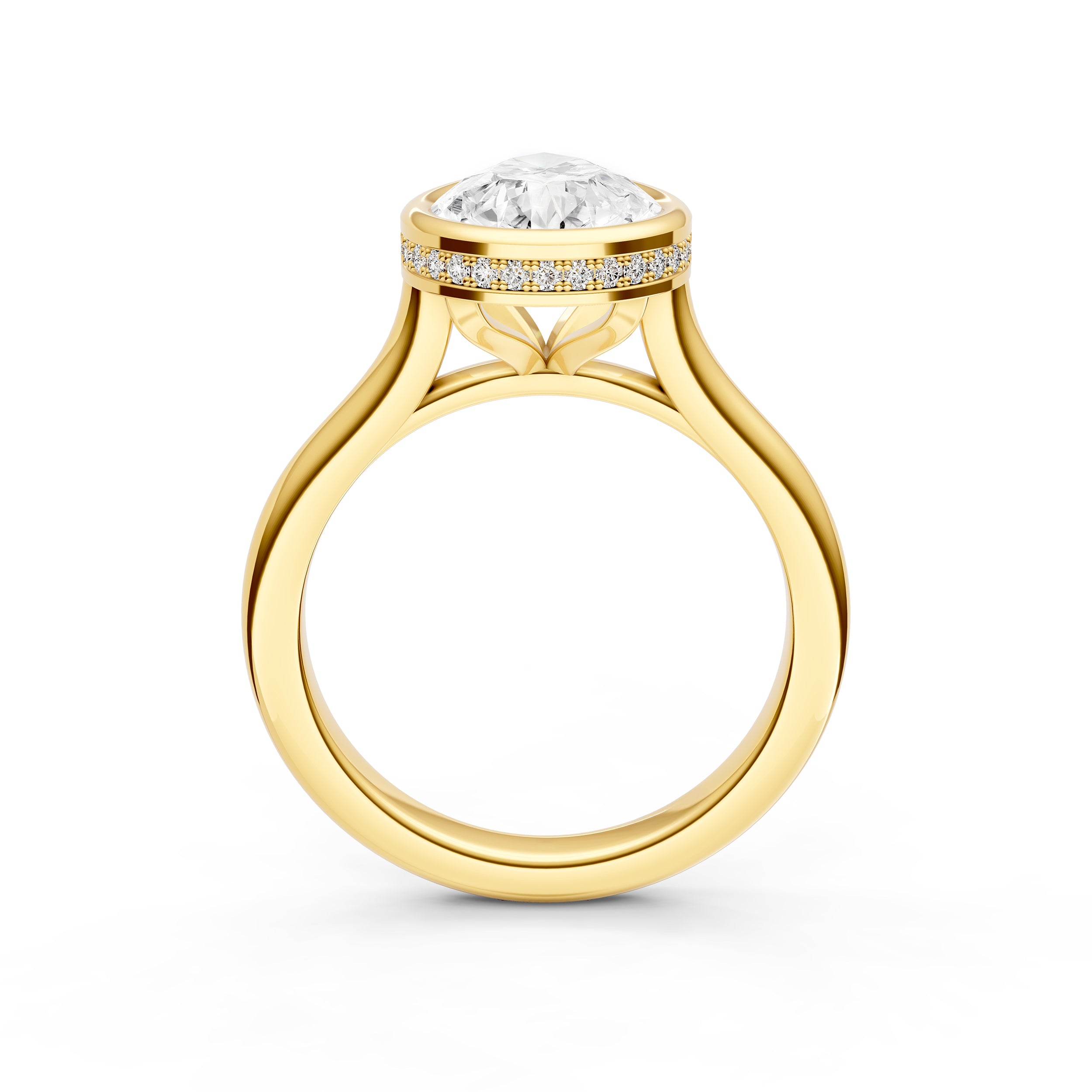 Bezel Hidden Halo Engagement Ring (Pear Shape) Birmingham Jewelry Engagement Ring Birmingham Jewelry 