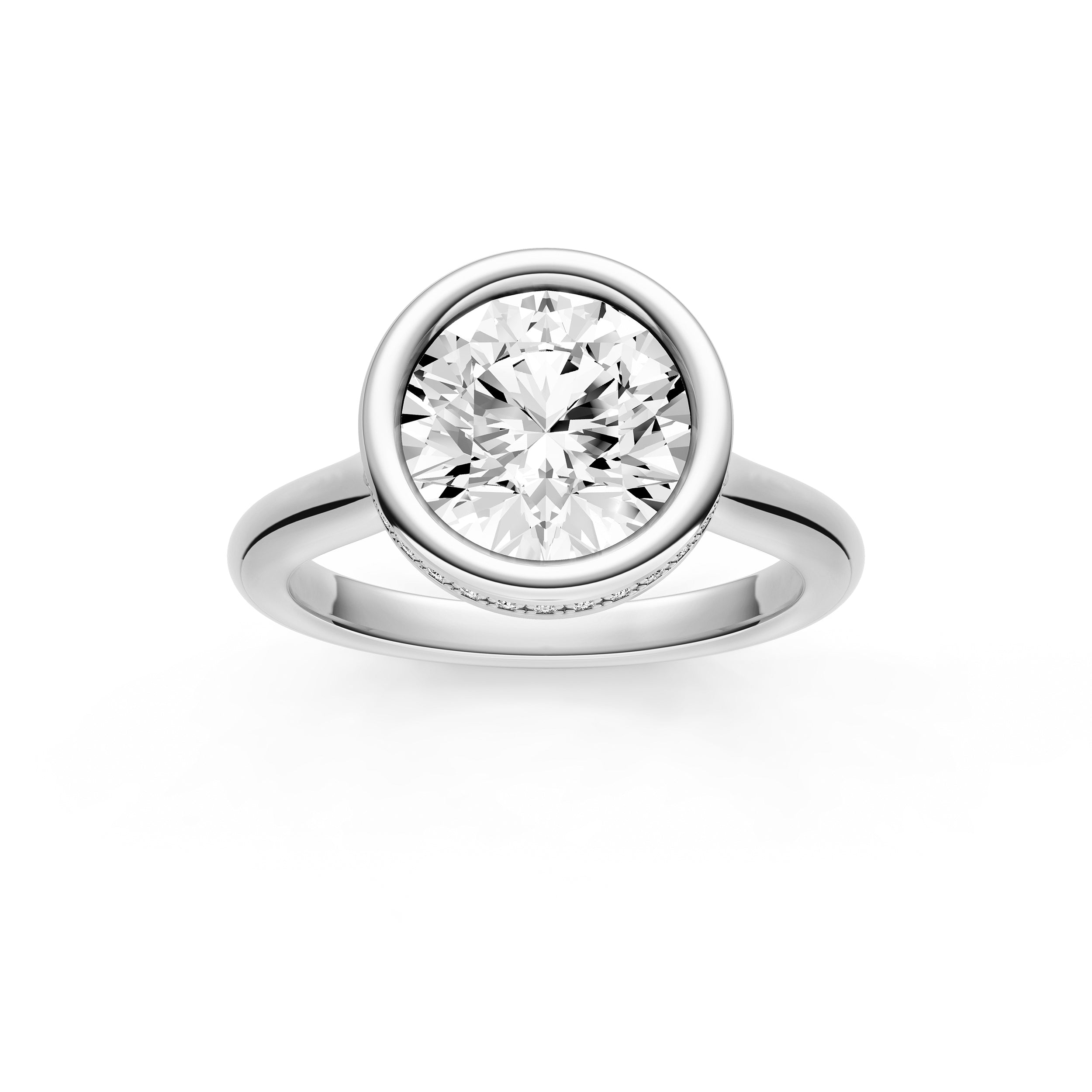 Bezel Hidden Halo Engagement Ring (Round) Birmingham Jewelry Engagement Ring Birmingham Jewelry 