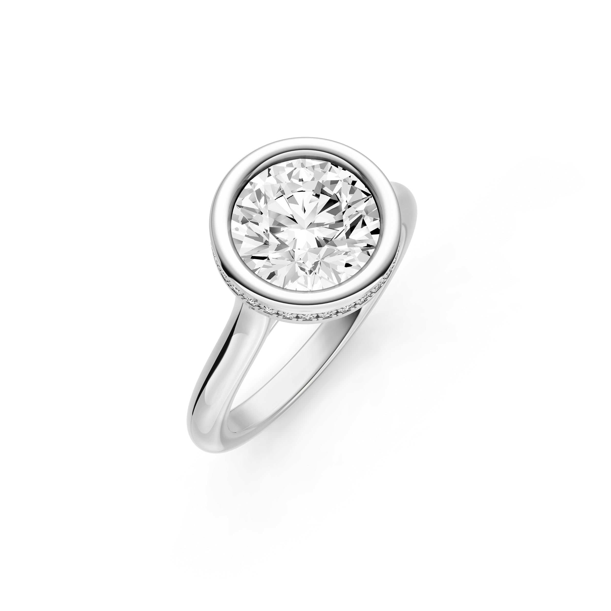 Bezel Hidden Halo Engagement Ring (Round) Birmingham Jewelry Engagement Ring Birmingham Jewelry 