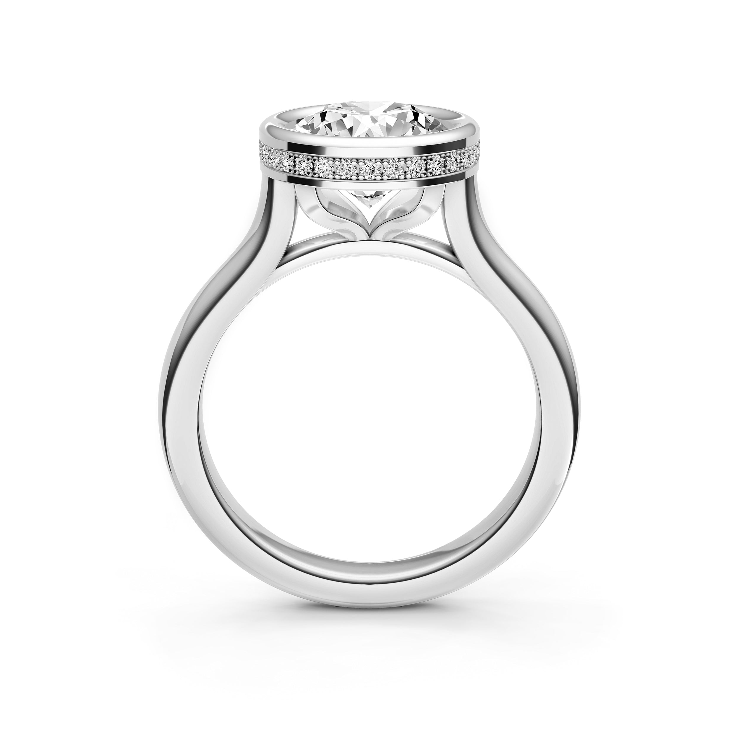 Bezel Hidden Halo Engagement Ring (Round) Birmingham Jewelry Engagement Ring Birmingham Jewelry 