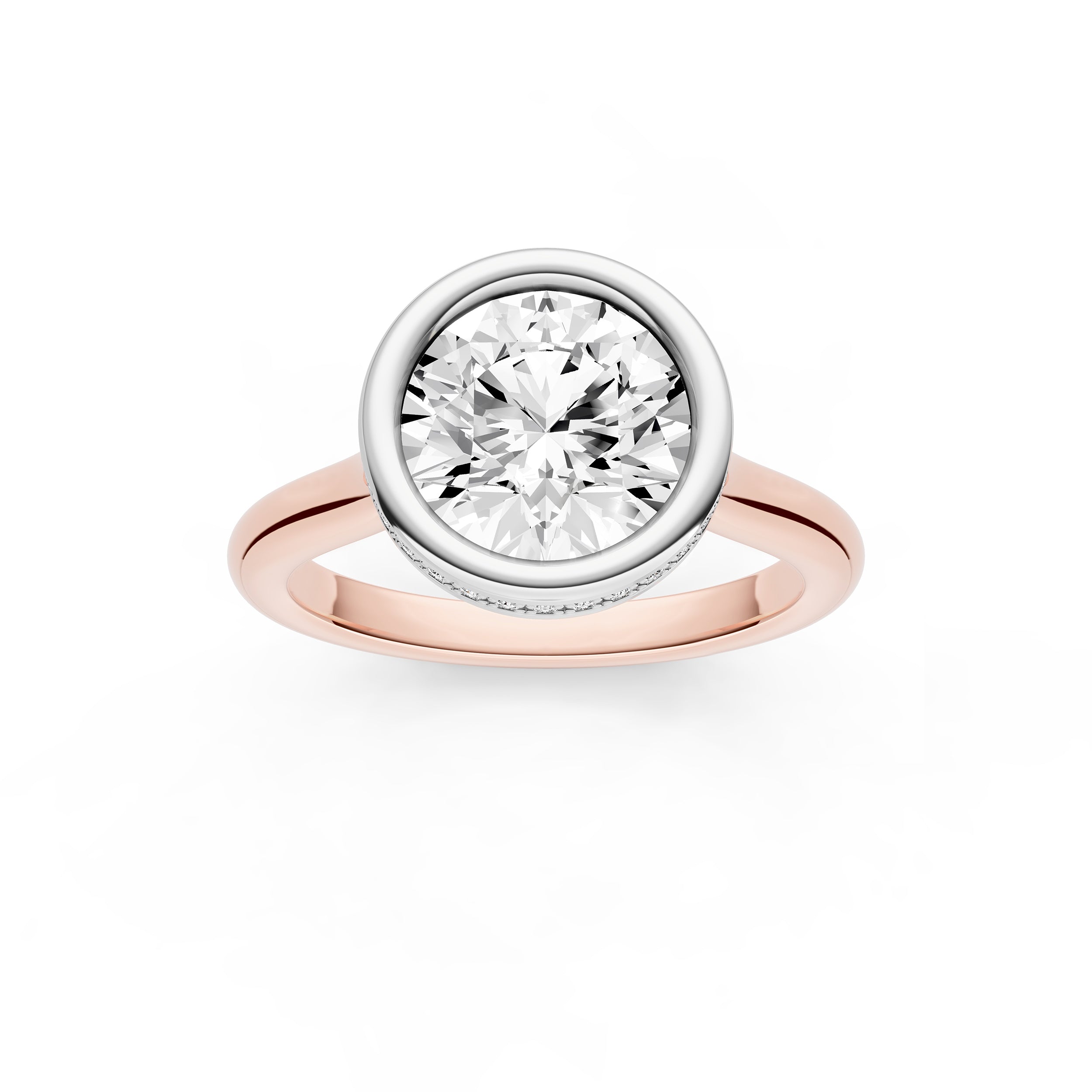 Bezel Hidden Halo Engagement Ring (Round) Birmingham Jewelry Engagement Ring Birmingham Jewelry 