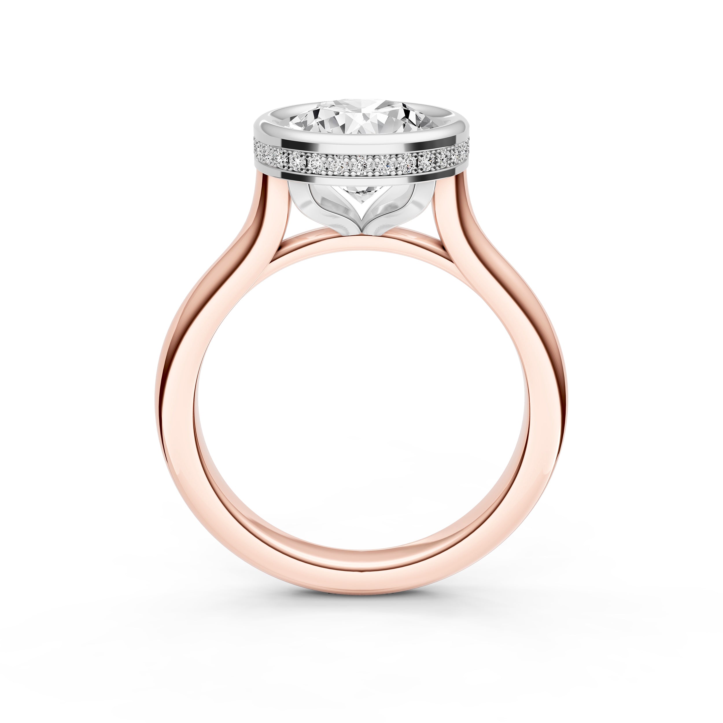 Bezel Hidden Halo Engagement Ring (Round) Birmingham Jewelry Engagement Ring Birmingham Jewelry 