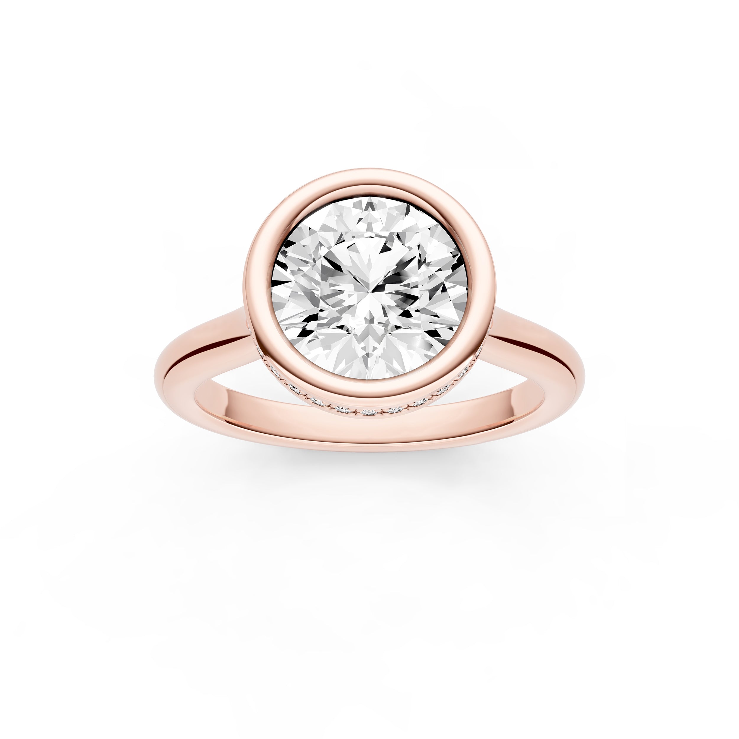 Bezel Hidden Halo Engagement Ring (Round) Birmingham Jewelry Engagement Ring Birmingham Jewelry 