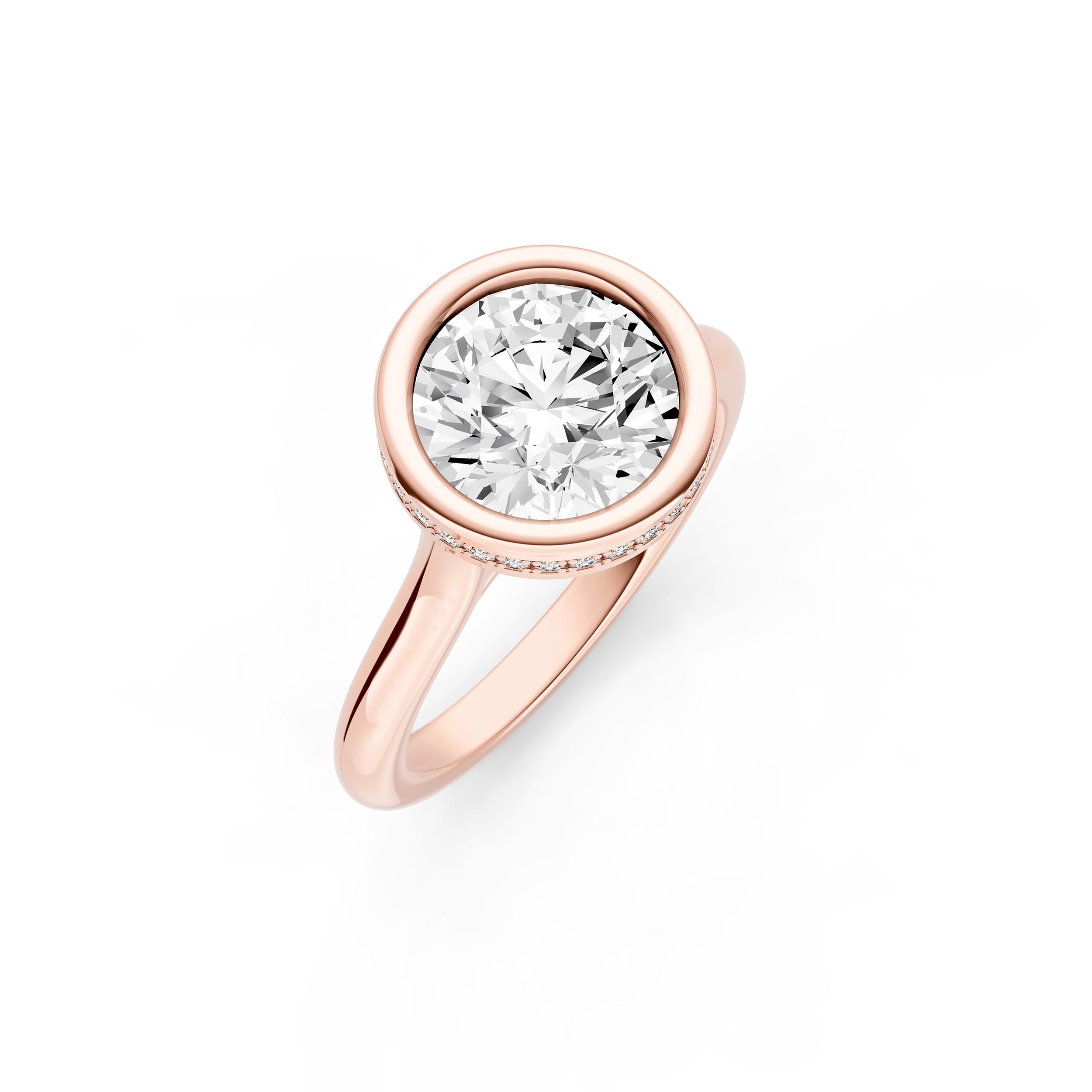 Bezel Hidden Halo Engagement Ring (Round) Birmingham Jewelry Engagement Ring Birmingham Jewelry 