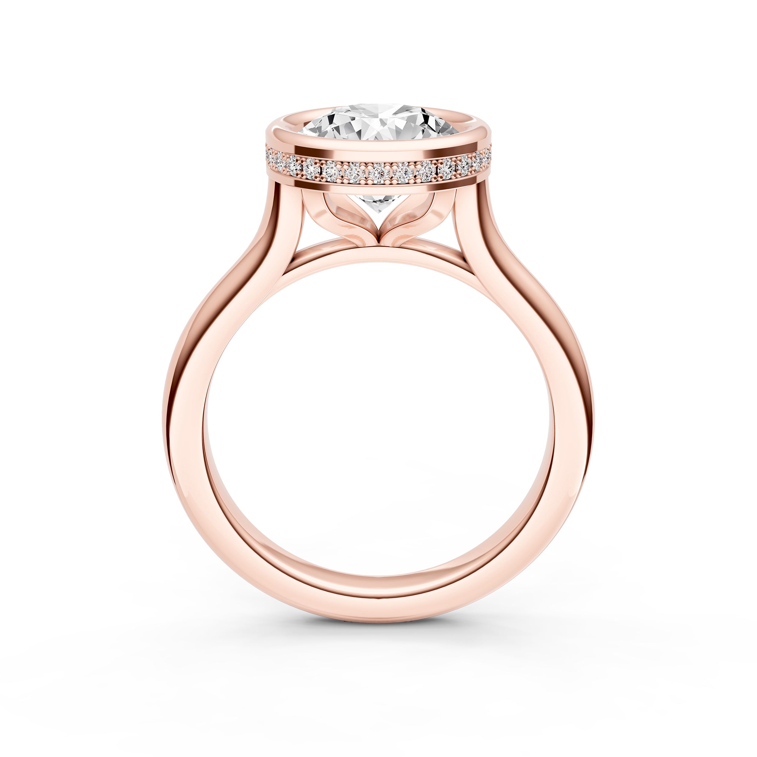 Bezel Hidden Halo Engagement Ring (Round) Birmingham Jewelry Engagement Ring Birmingham Jewelry 