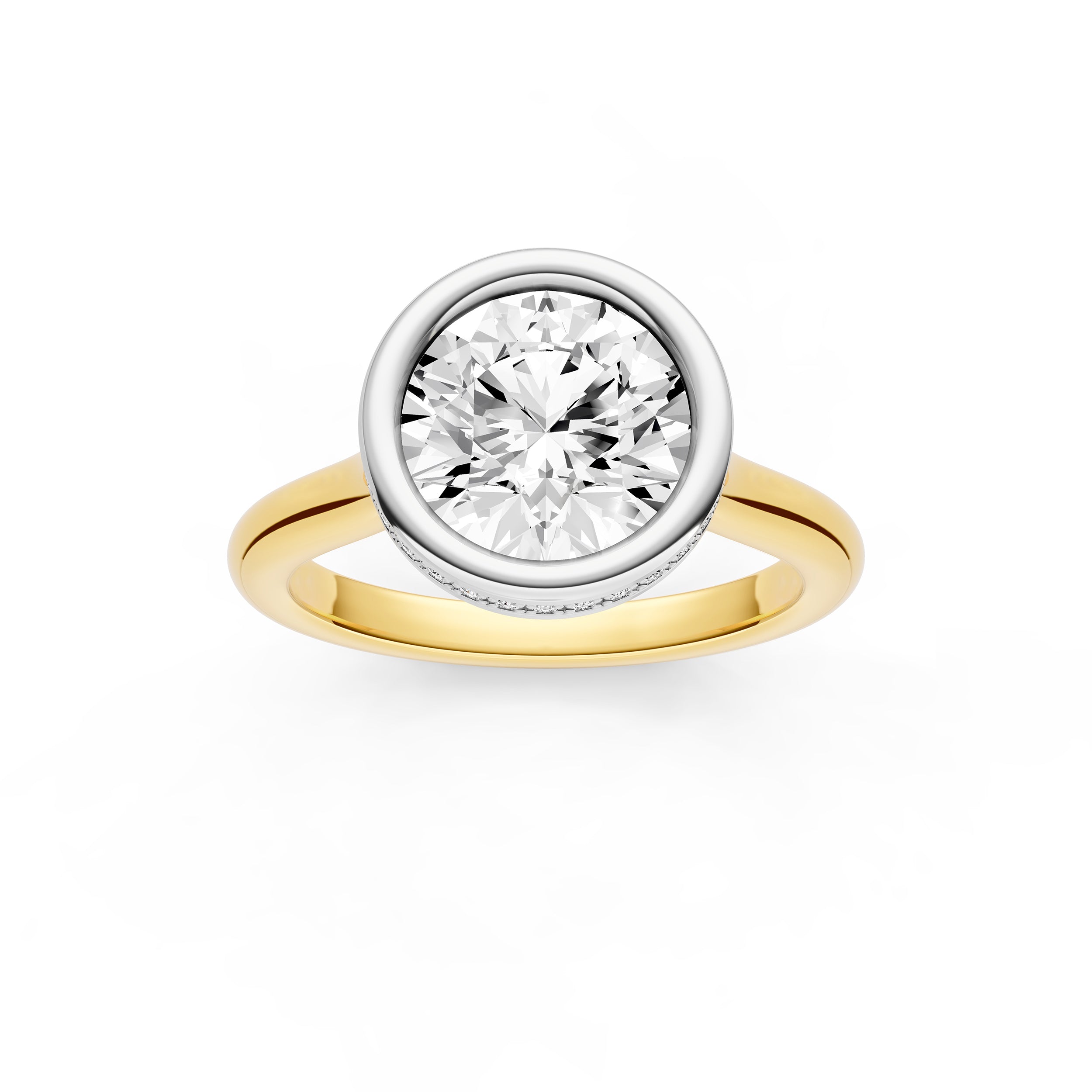 Bezel Hidden Halo Engagement Ring (Round) Birmingham Jewelry Engagement Ring Birmingham Jewelry 