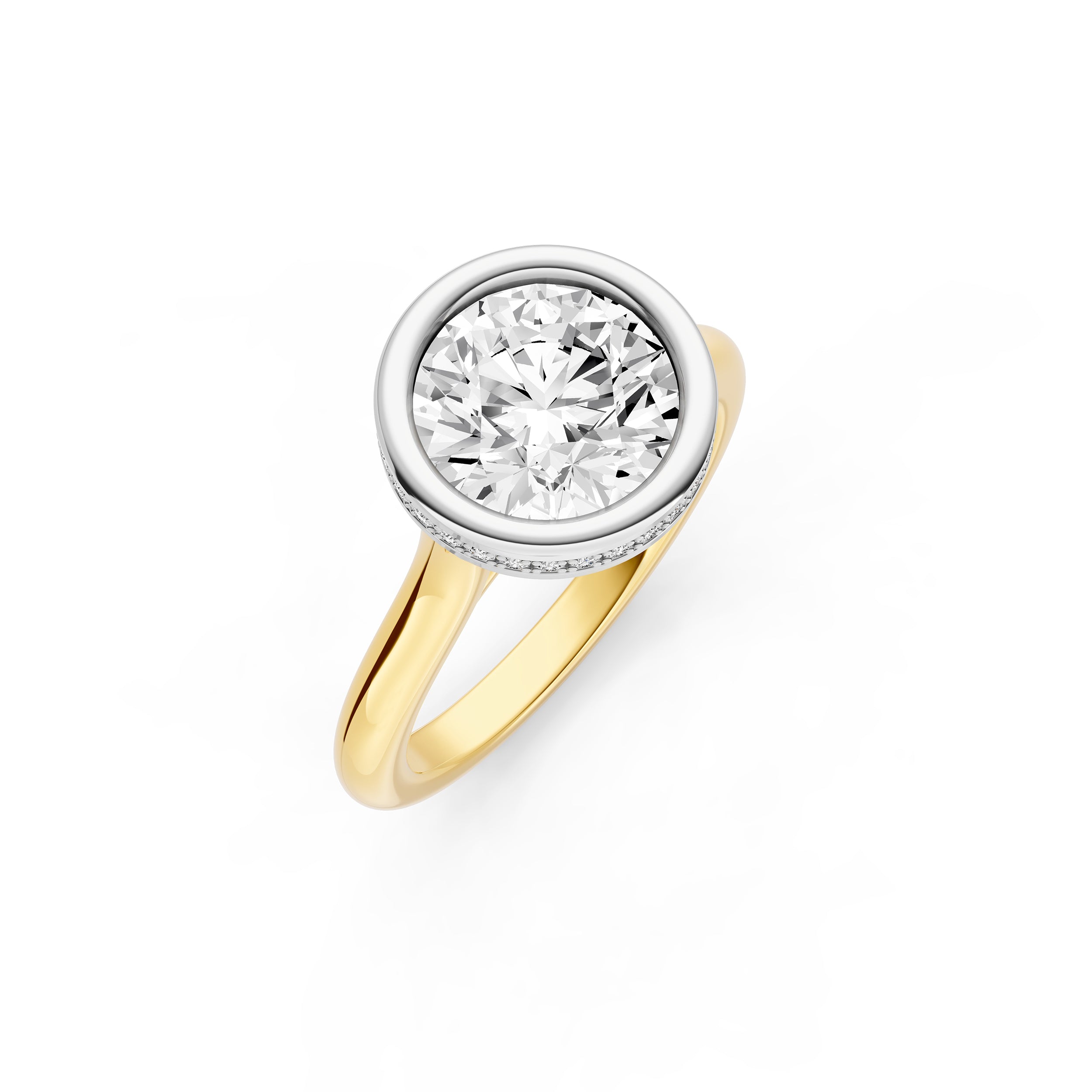 Bezel Hidden Halo Engagement Ring (Round) Birmingham Jewelry Engagement Ring Birmingham Jewelry 