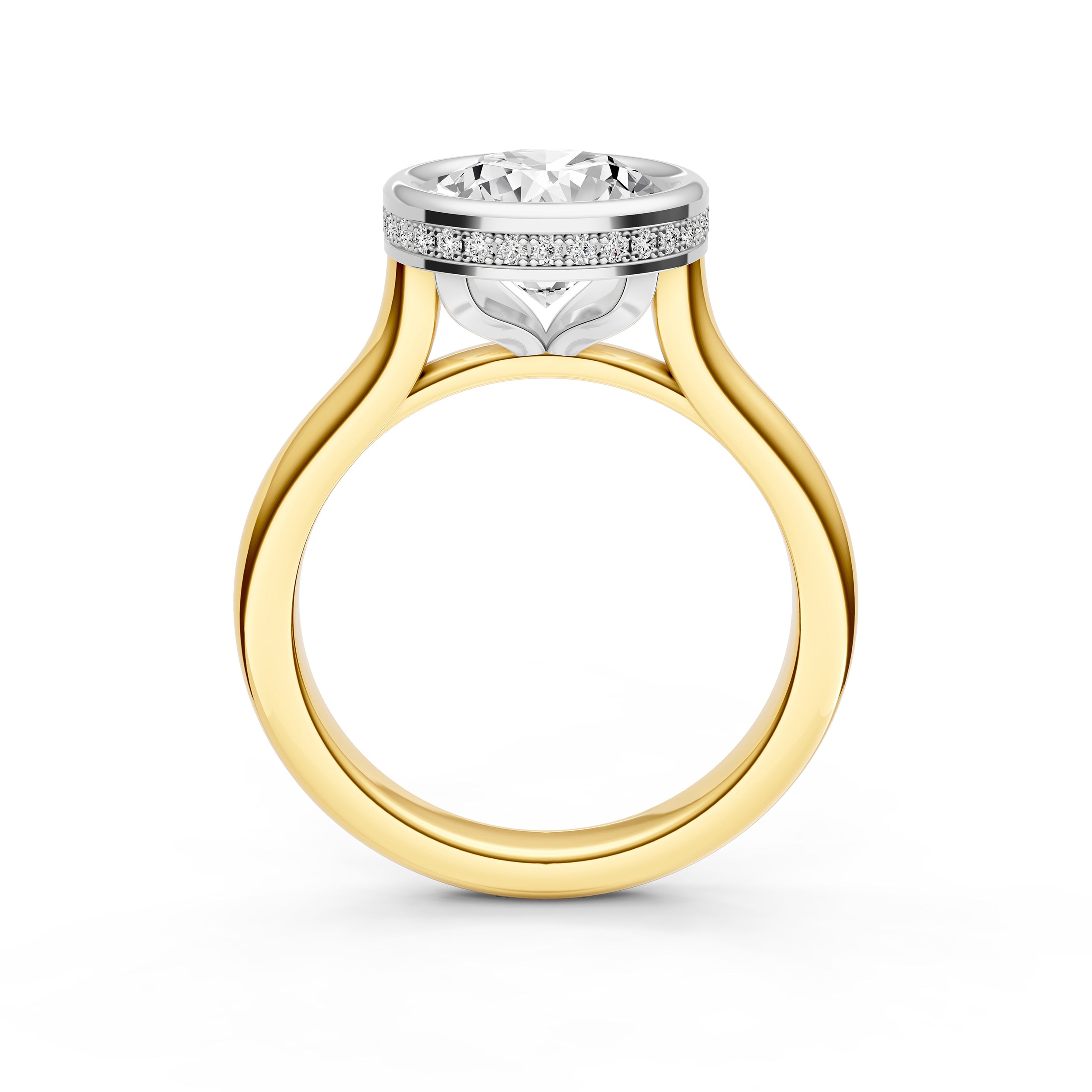 Bezel Hidden Halo Engagement Ring (Round) Birmingham Jewelry Engagement Ring Birmingham Jewelry 