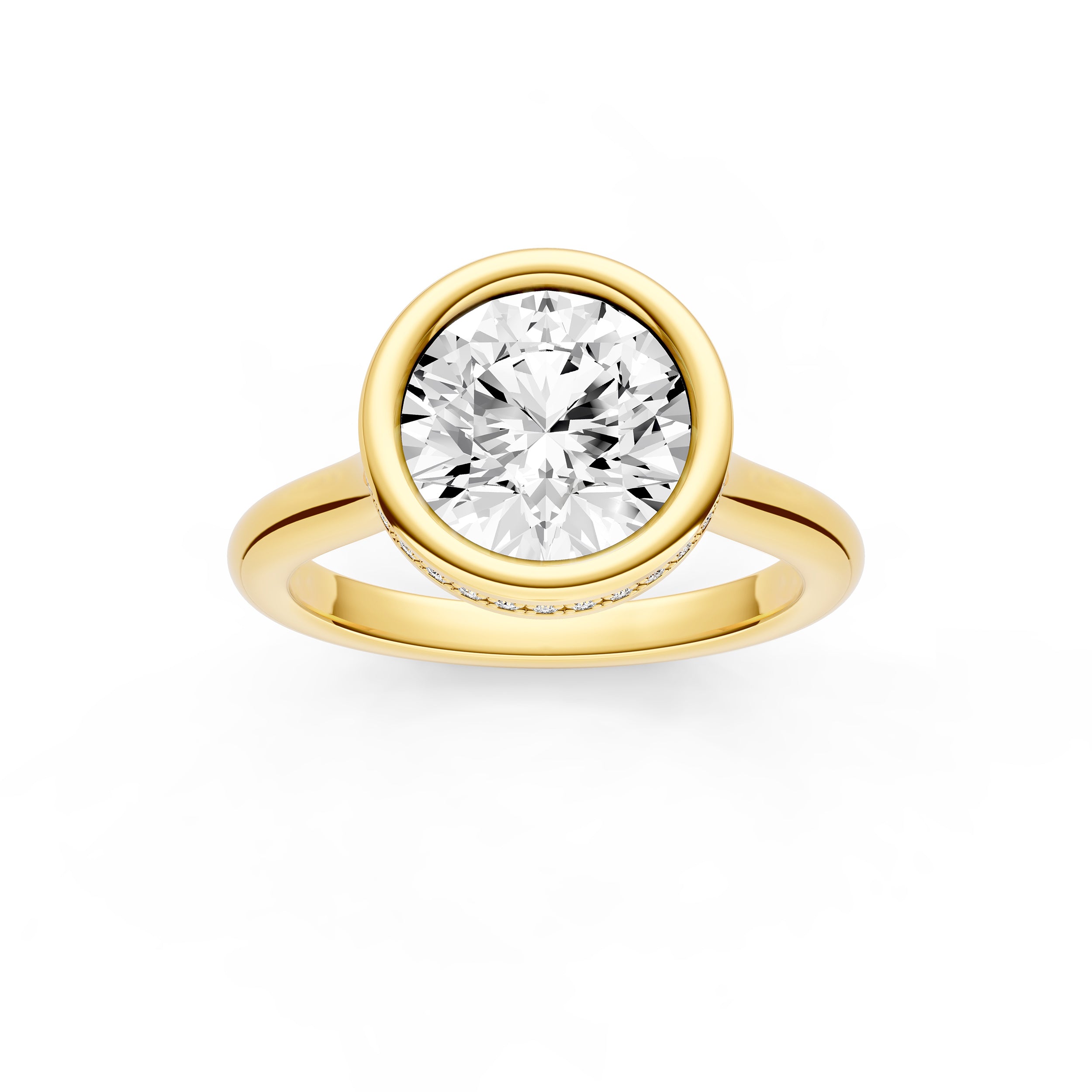 Bezel Hidden Halo Engagement Ring (Round) Birmingham Jewelry Engagement Ring Birmingham Jewelry 