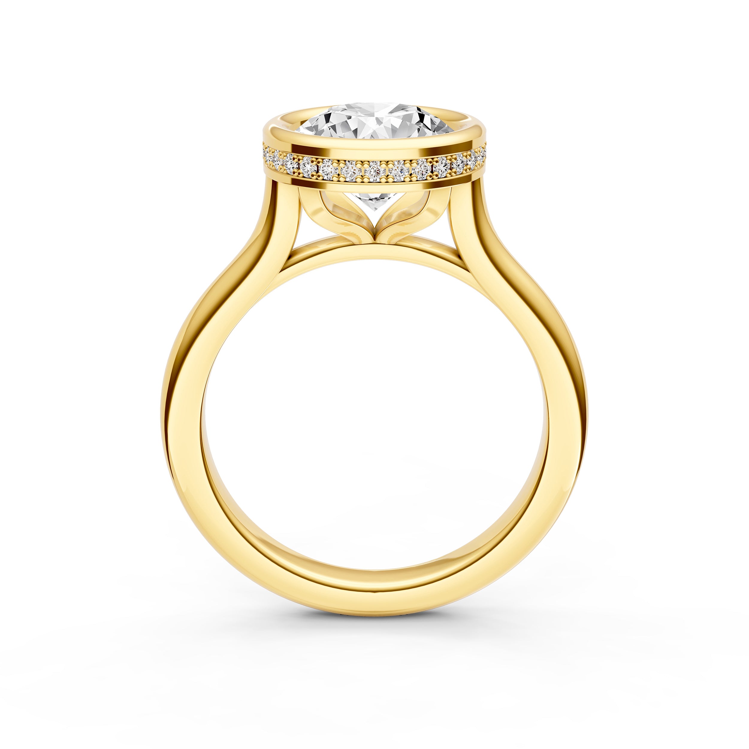 Bezel Hidden Halo Engagement Ring (Round) Birmingham Jewelry Engagement Ring Birmingham Jewelry 