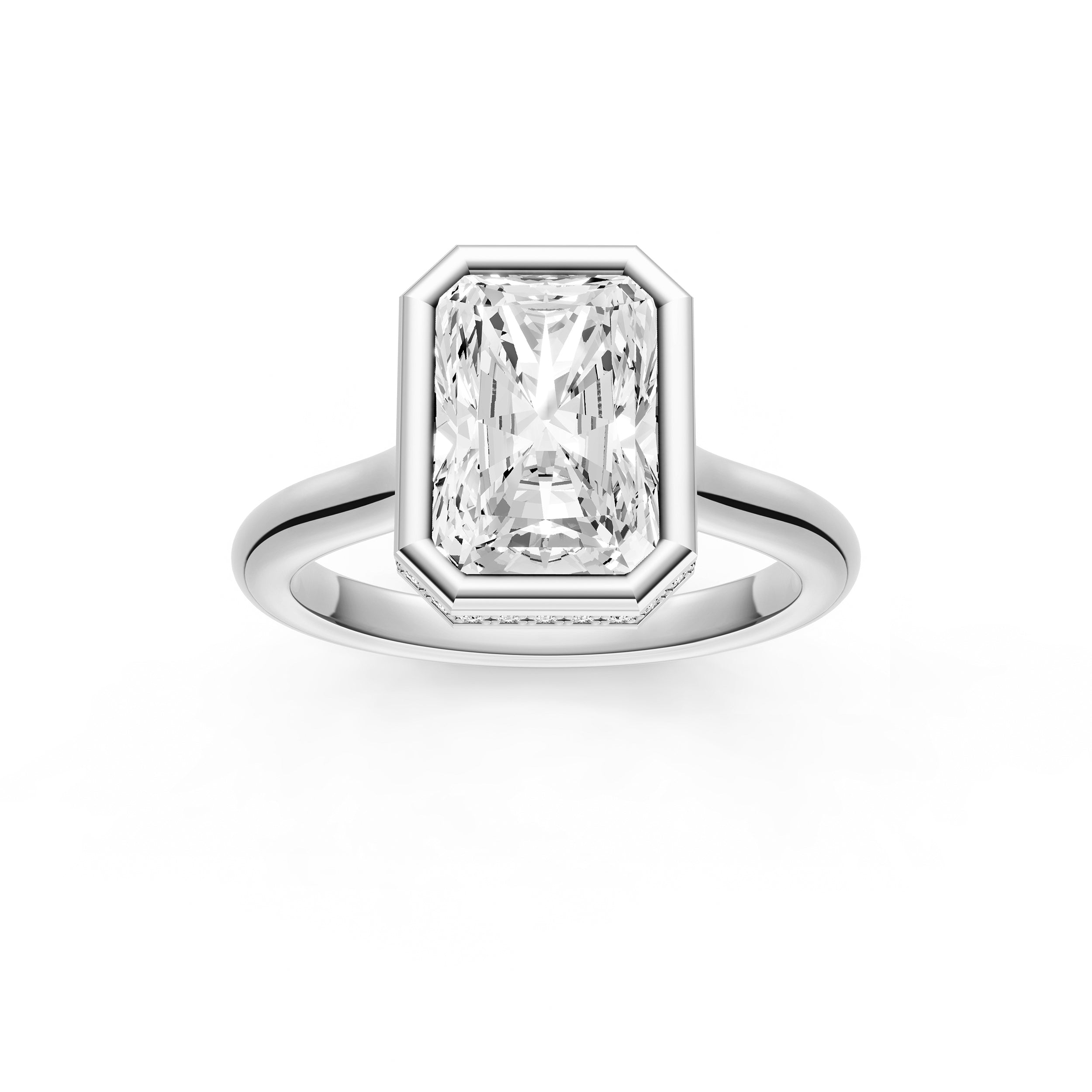 Bezel Hidden Halo Engagement Ring (Radiant) Birmingham Jewelry Engagement Ring Birmingham Jewelry 