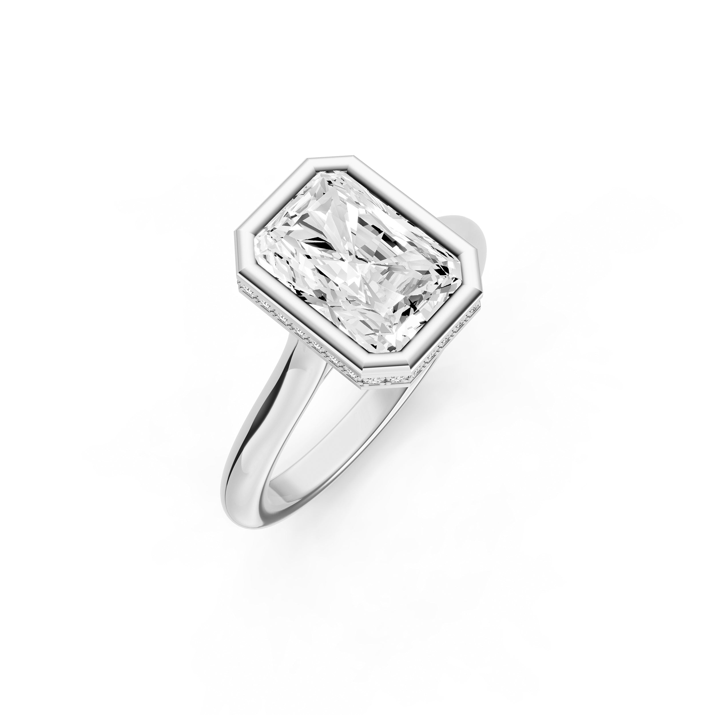 Bezel Hidden Halo Engagement Ring (Radiant) Birmingham Jewelry Engagement Ring Birmingham Jewelry 