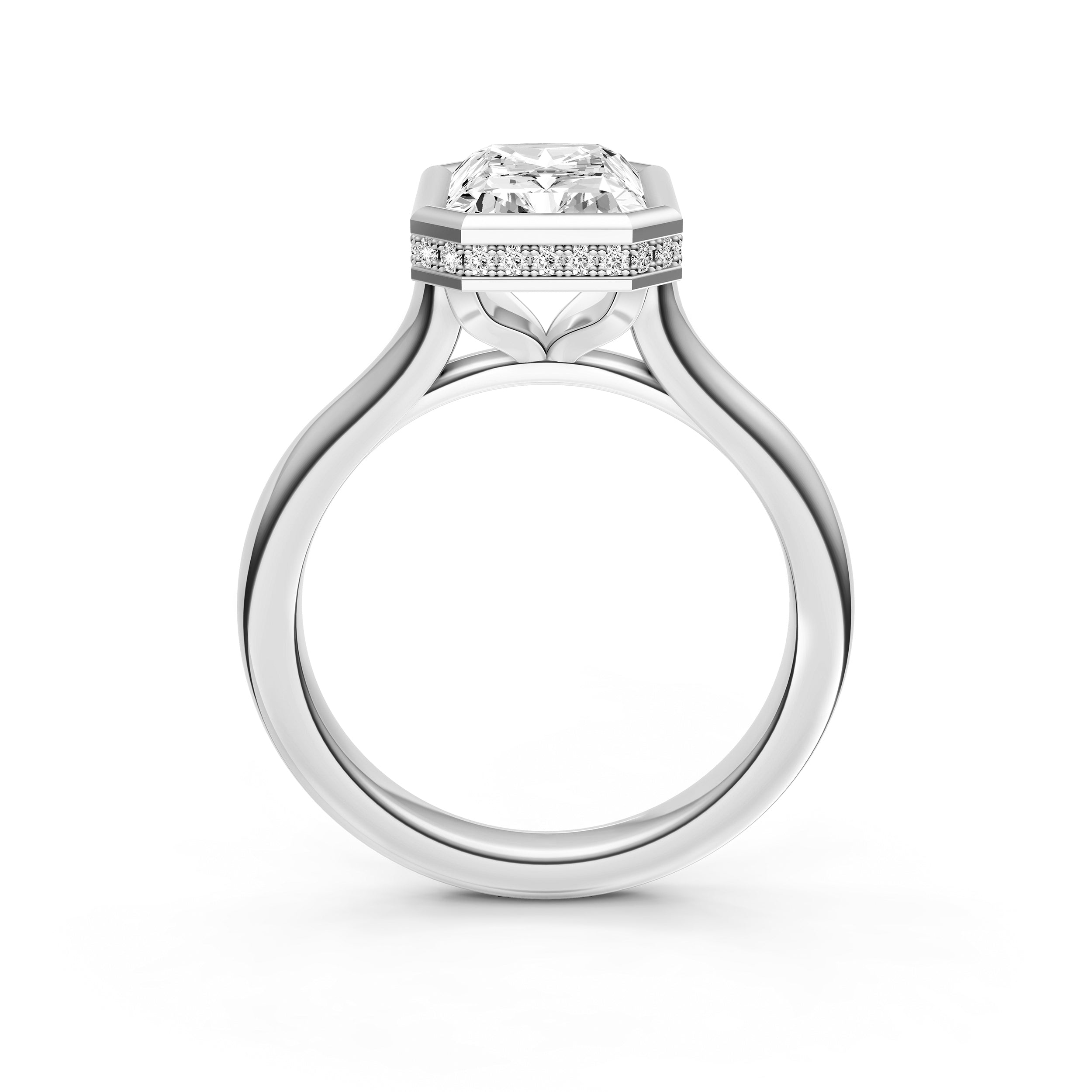 Bezel Hidden Halo Engagement Ring (Radiant) Birmingham Jewelry Engagement Ring Birmingham Jewelry 