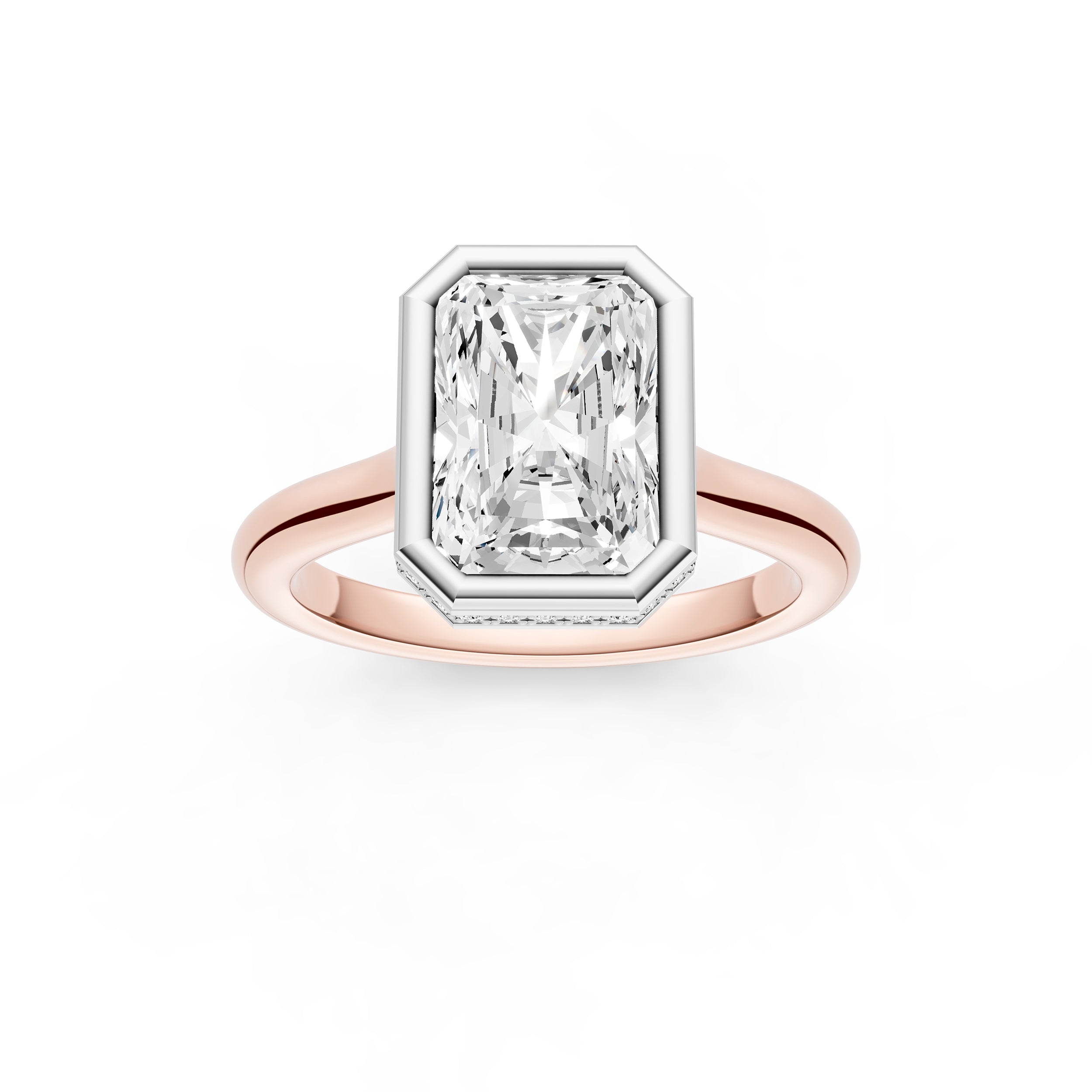 Bezel Hidden Halo Engagement Ring (Radiant) Birmingham Jewelry Engagement Ring Birmingham Jewelry 