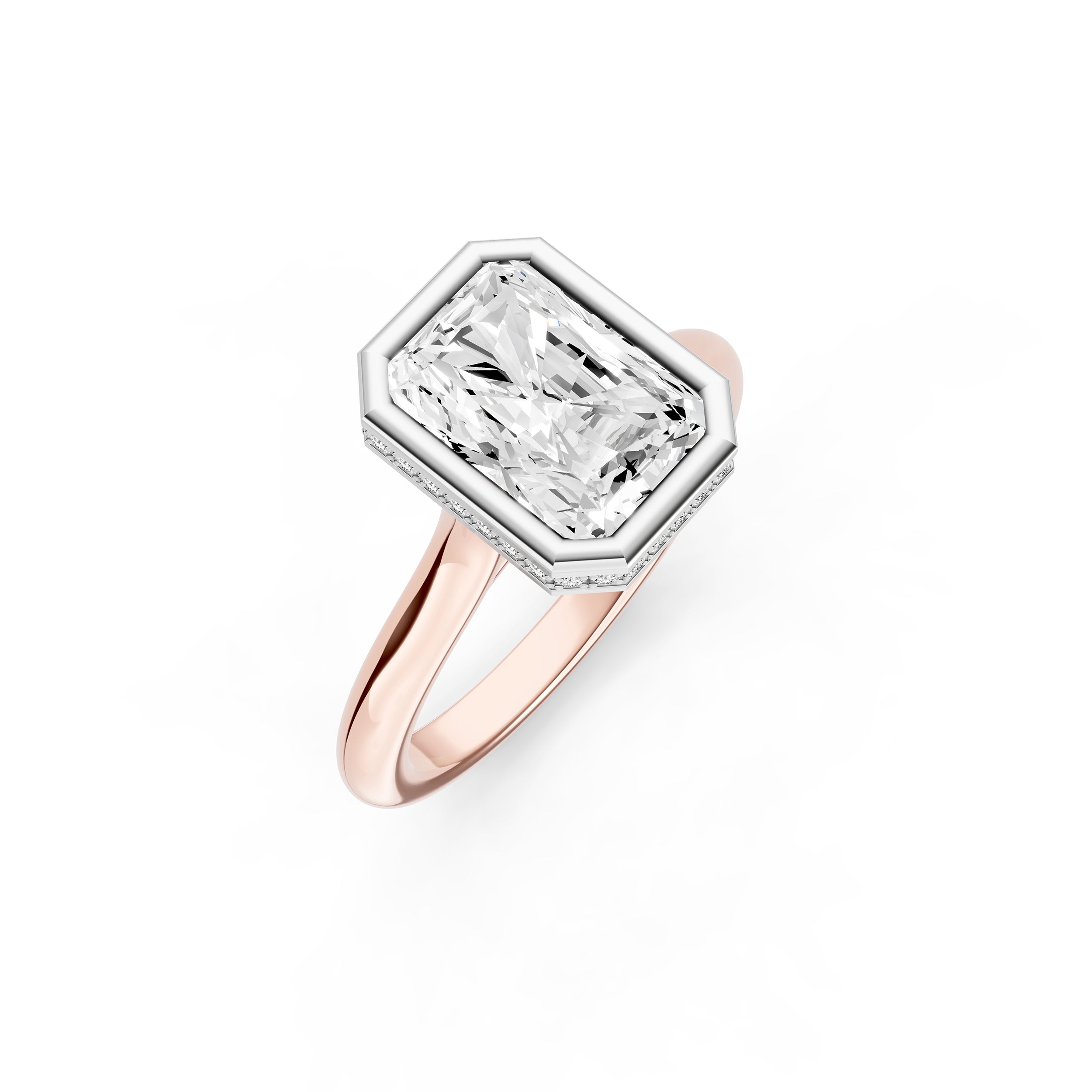 Bezel Hidden Halo Engagement Ring (Radiant) Birmingham Jewelry Engagement Ring Birmingham Jewelry 