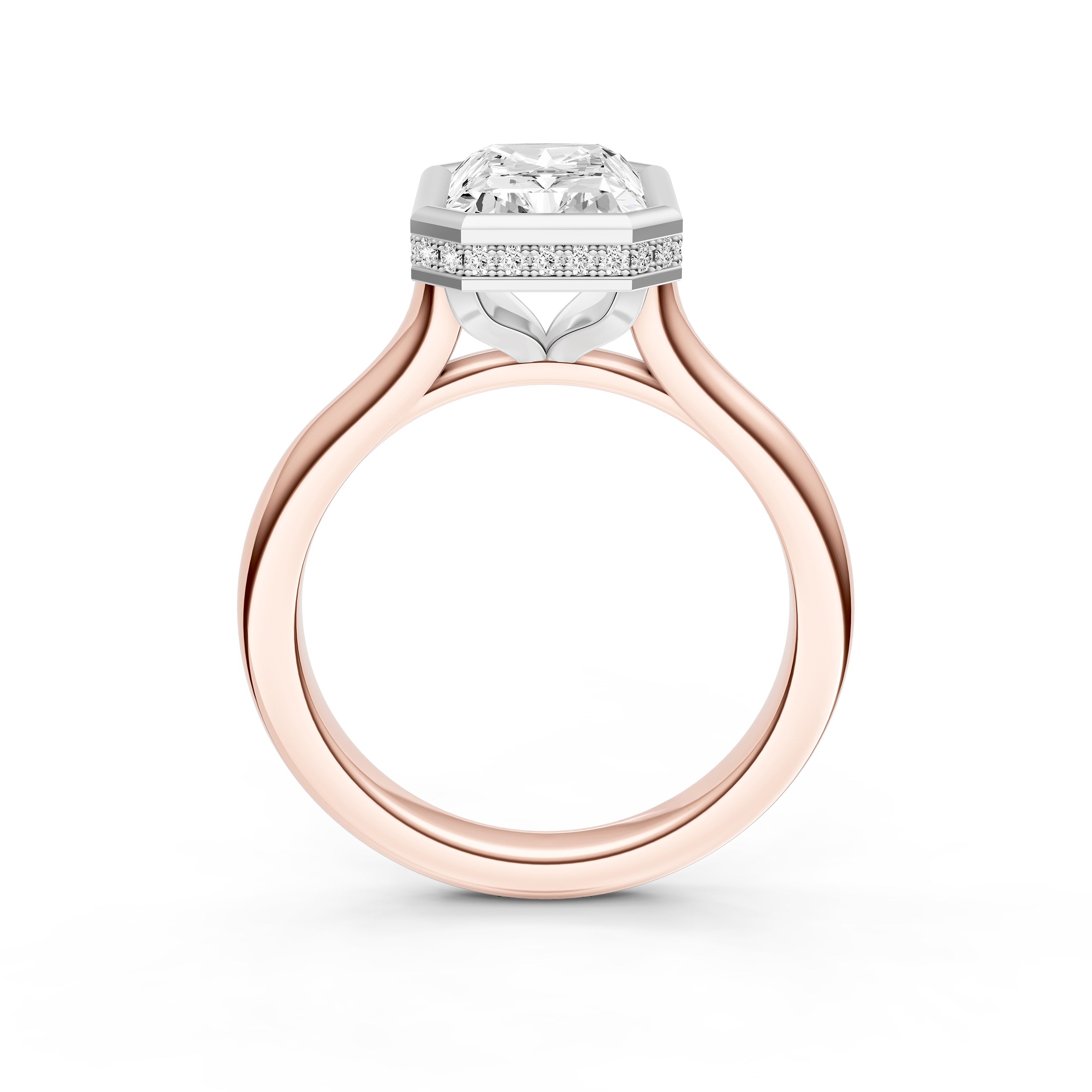 Bezel Hidden Halo Engagement Ring (Radiant) Birmingham Jewelry Engagement Ring Birmingham Jewelry 