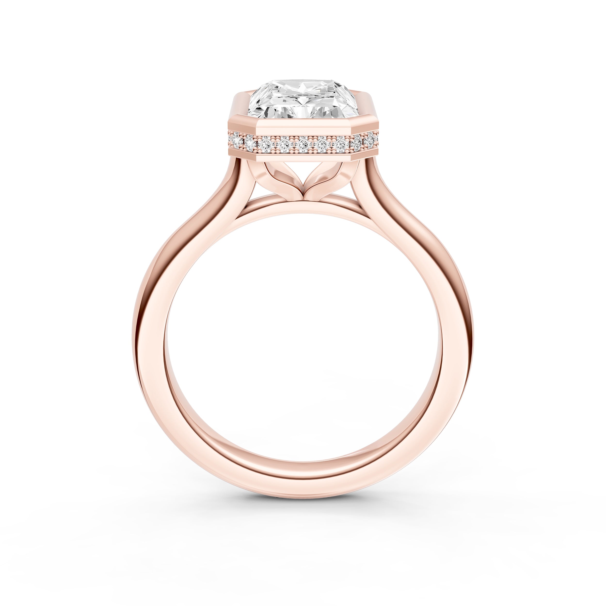 Bezel Hidden Halo Engagement Ring (Radiant) Birmingham Jewelry Engagement Ring Birmingham Jewelry 