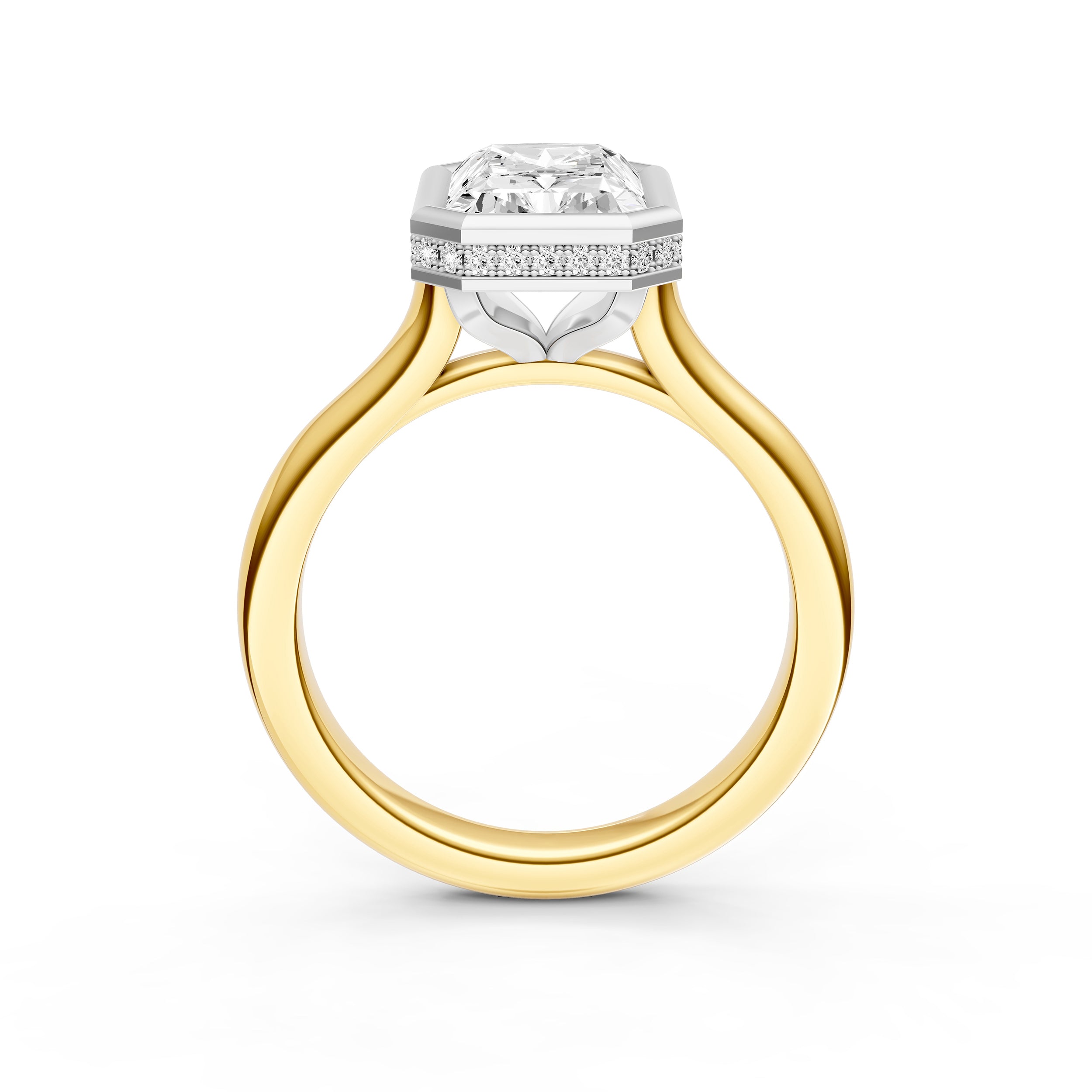Bezel Hidden Halo Engagement Ring (Radiant) Birmingham Jewelry Engagement Ring Birmingham Jewelry 
