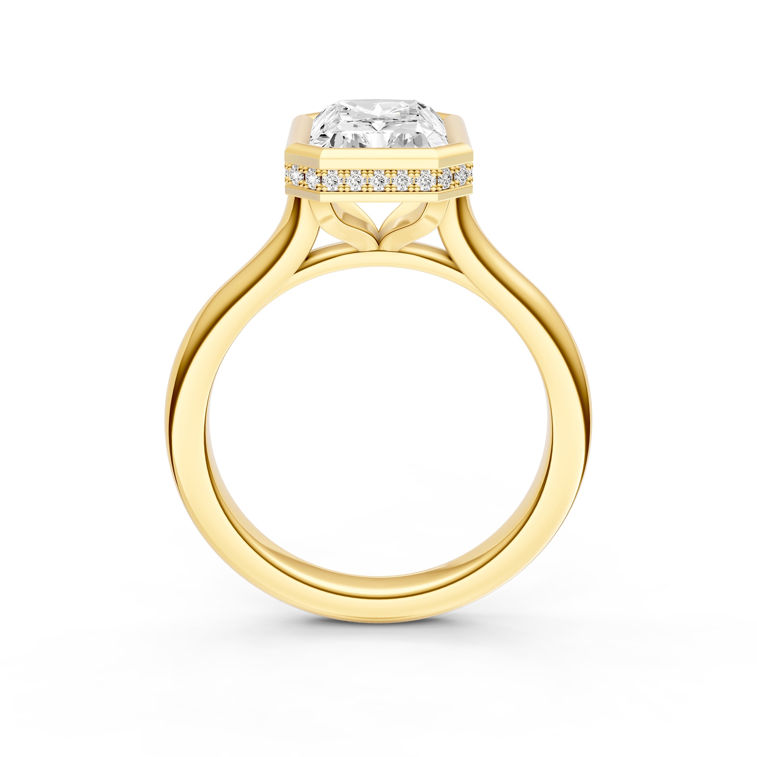 Bezel Hidden Halo Engagement Ring (Radiant) Birmingham Jewelry Engagement Ring Birmingham Jewelry 