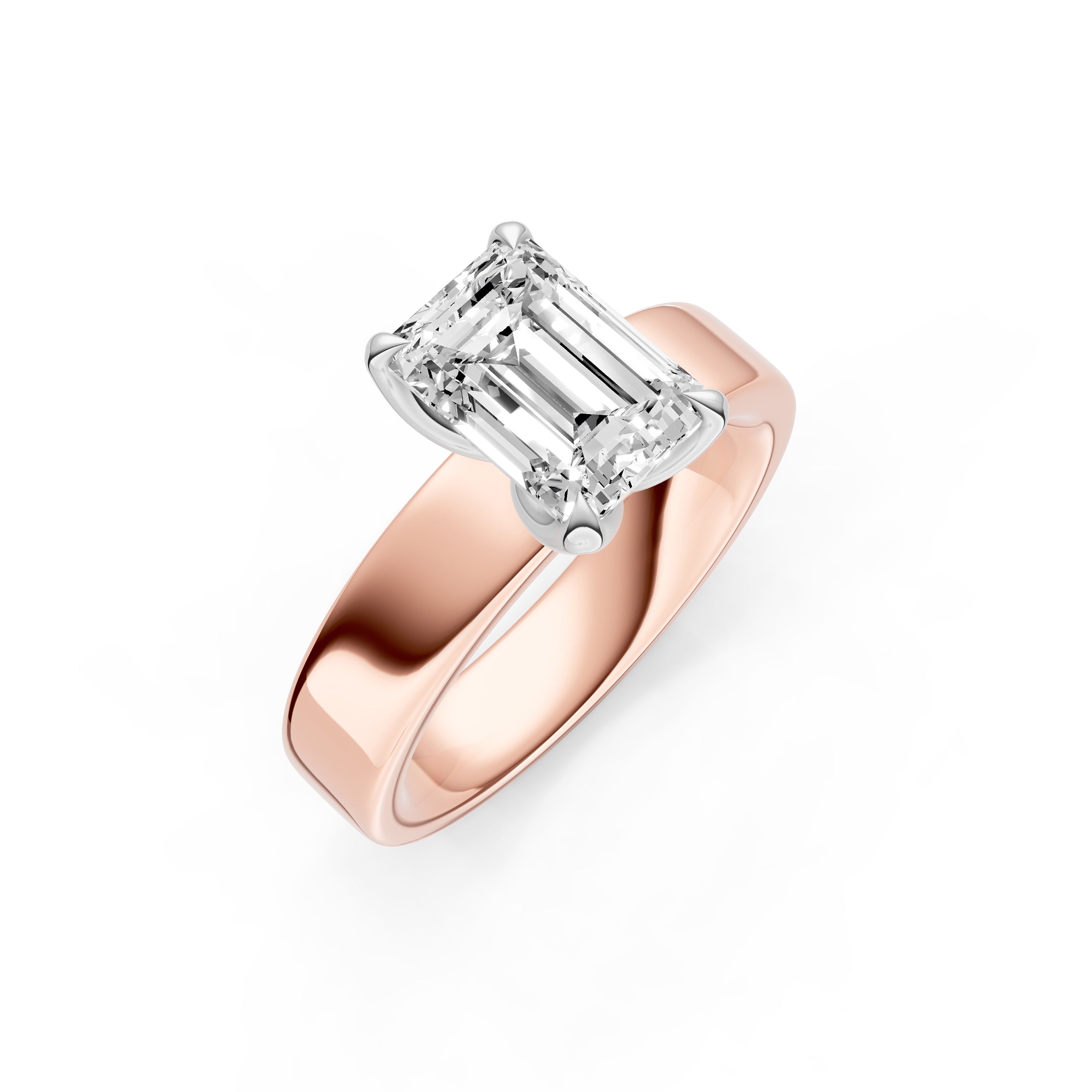 Petal Wide Engagement Ring (Emerald Cut) Birmingham Jewelry Engagement Ring Birmingham Jewelry 