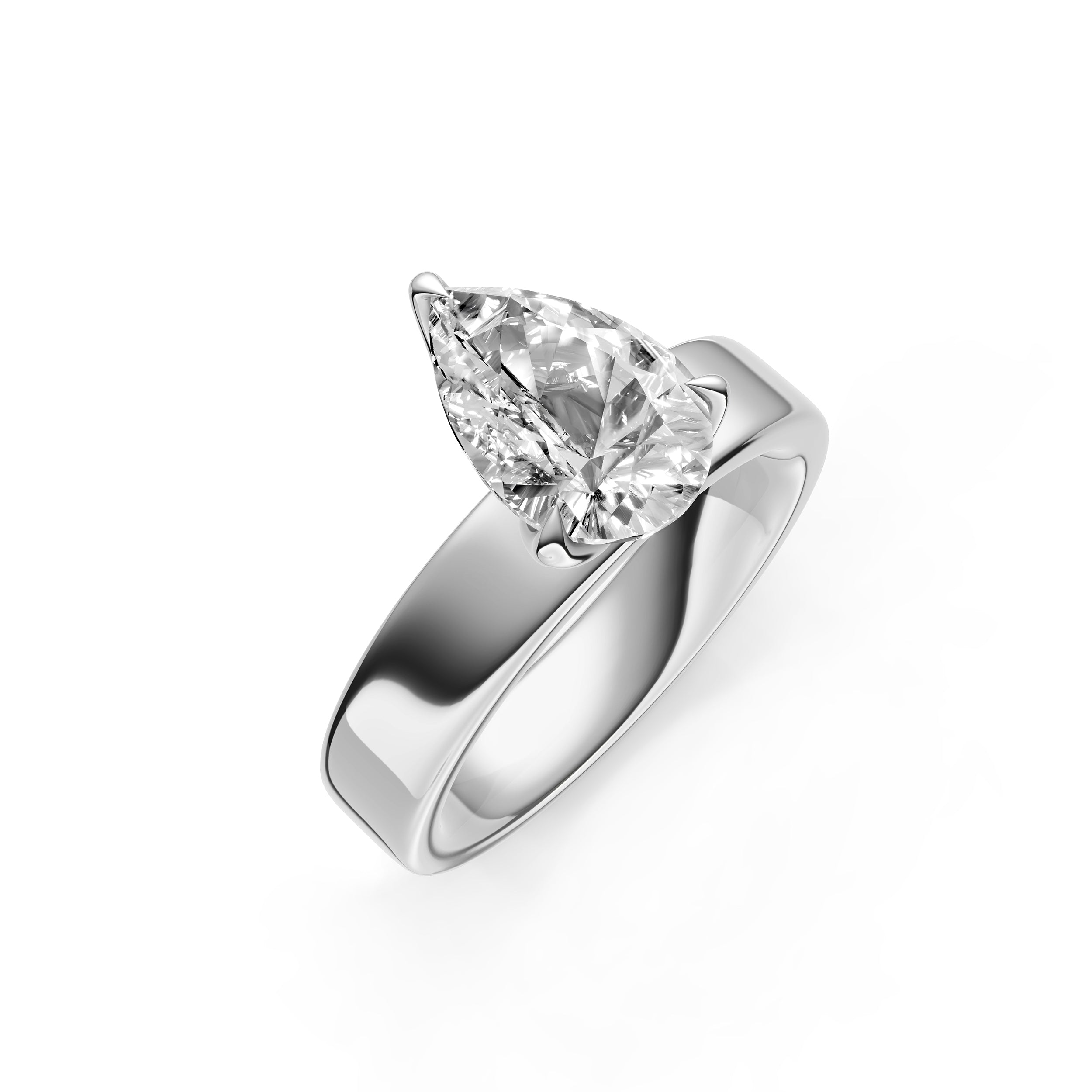 Petal Wide Engagement Ring (Pear Shape)