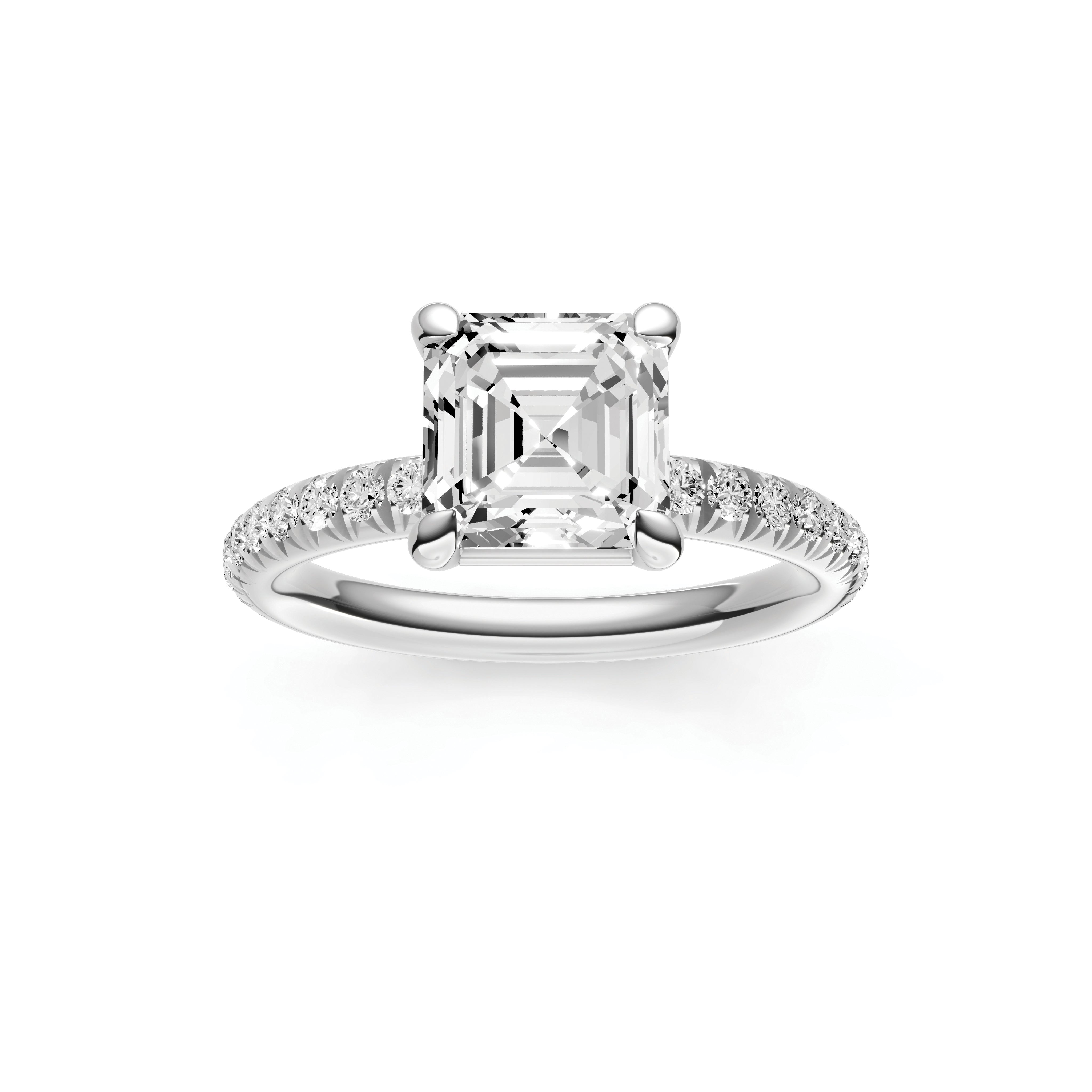 Classic French Pavé Engagement Ring (Asscher)