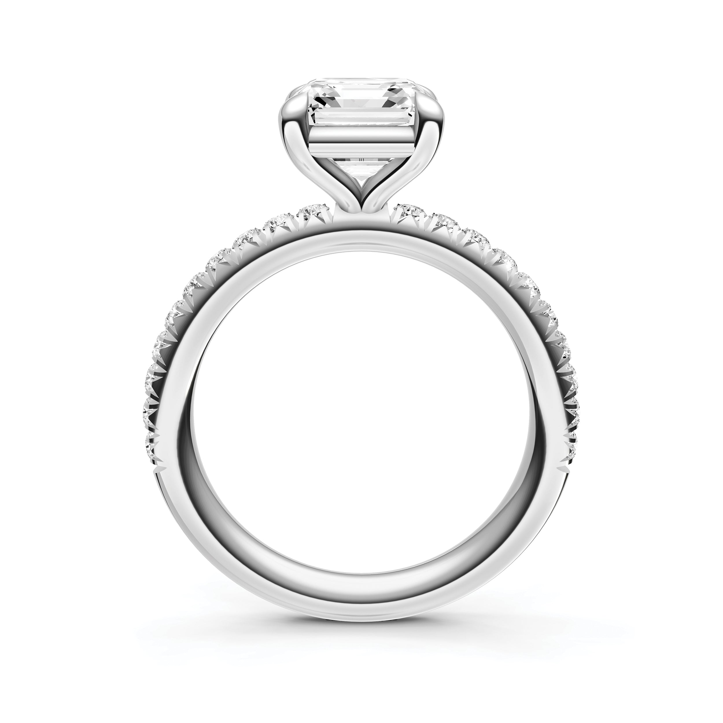 Classic French Pavé Engagement Ring (Asscher)