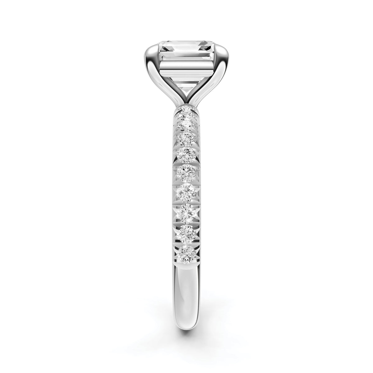 Classic French Pavé Engagement Ring (Asscher)