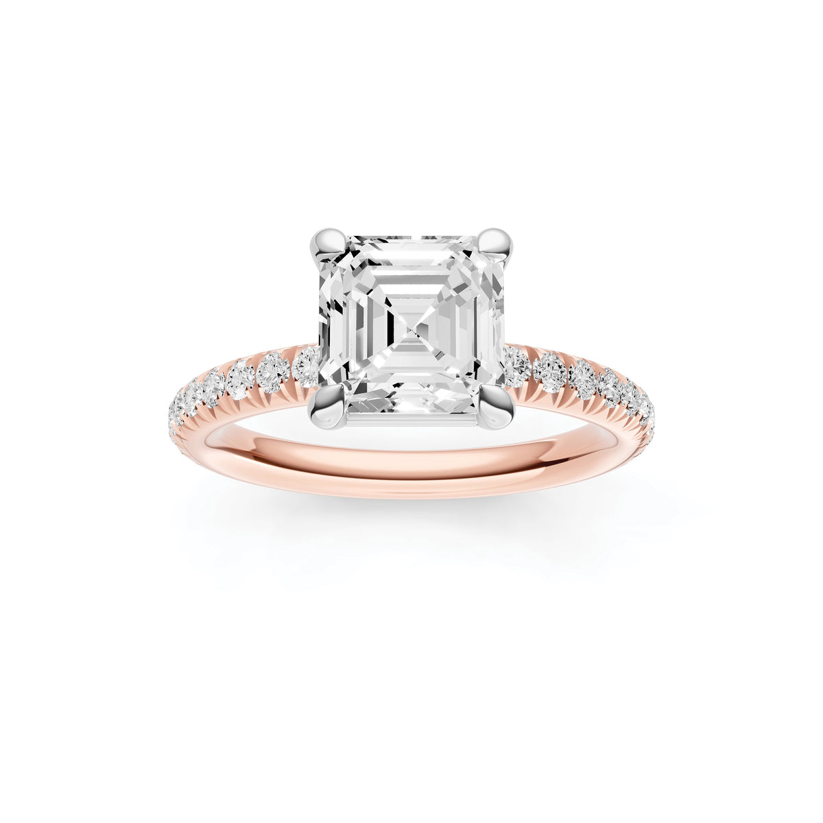 Classic French Pavé Engagement Ring (Asscher)