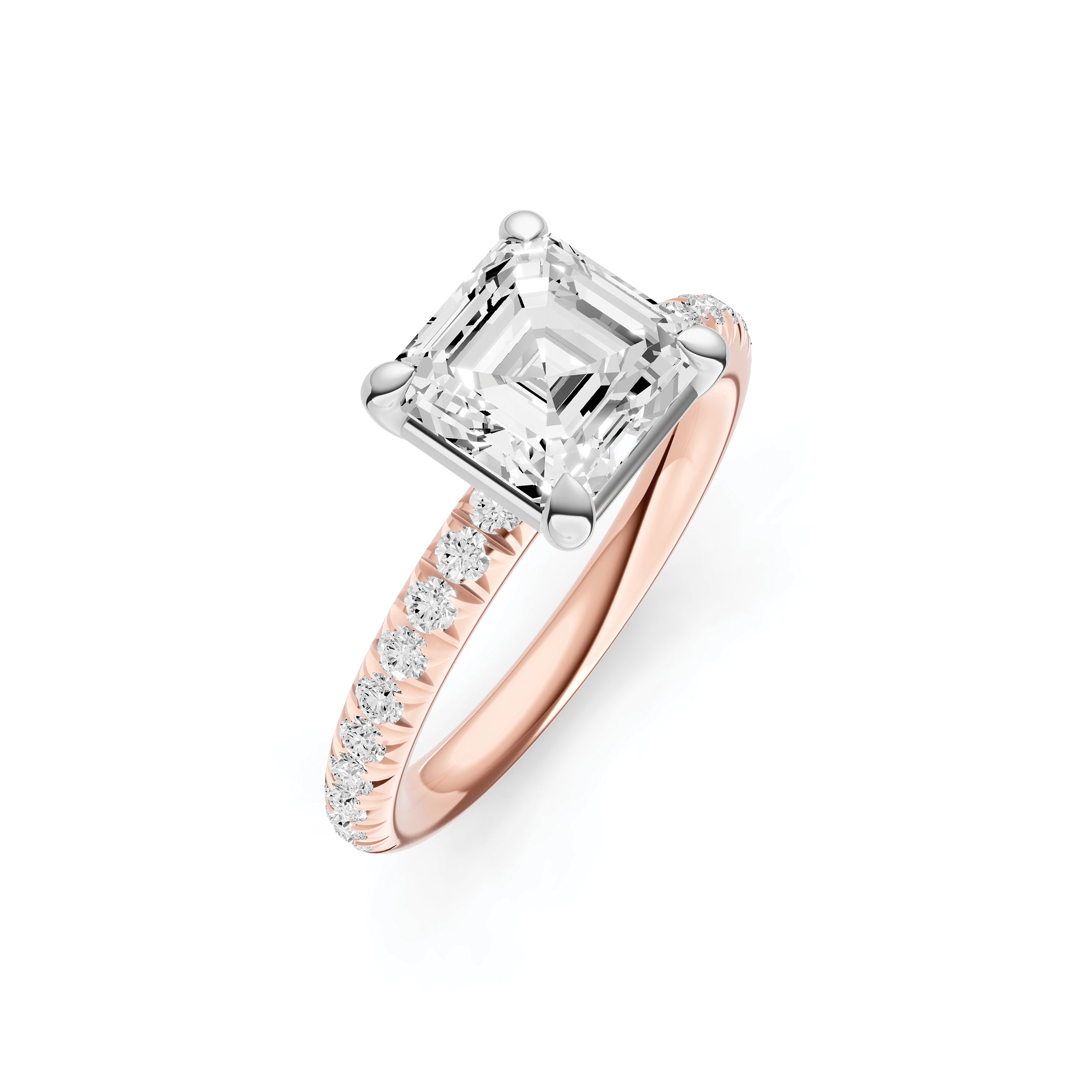 Classic French Pavé Engagement Ring (Asscher)