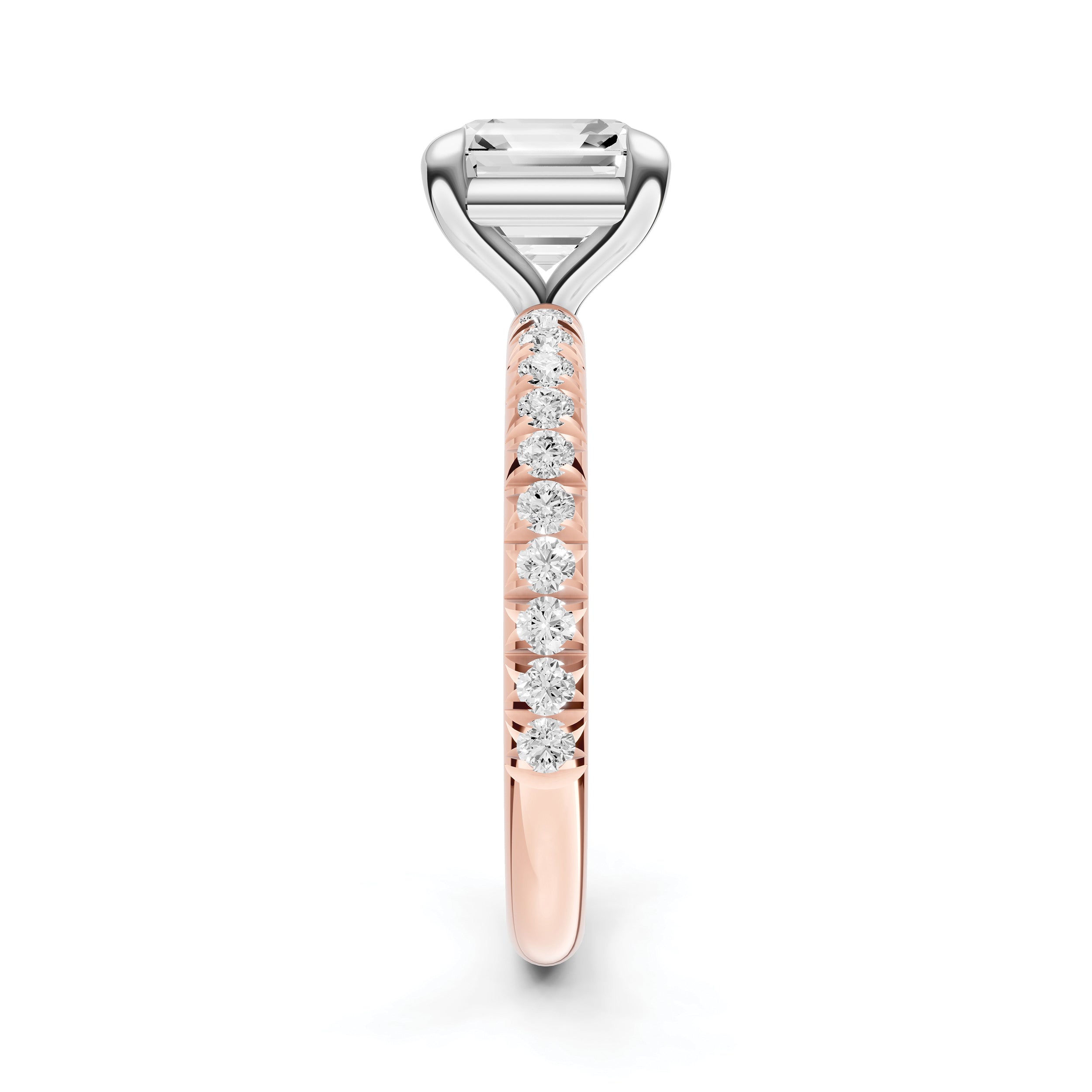 Classic French Pavé Engagement Ring (Asscher)