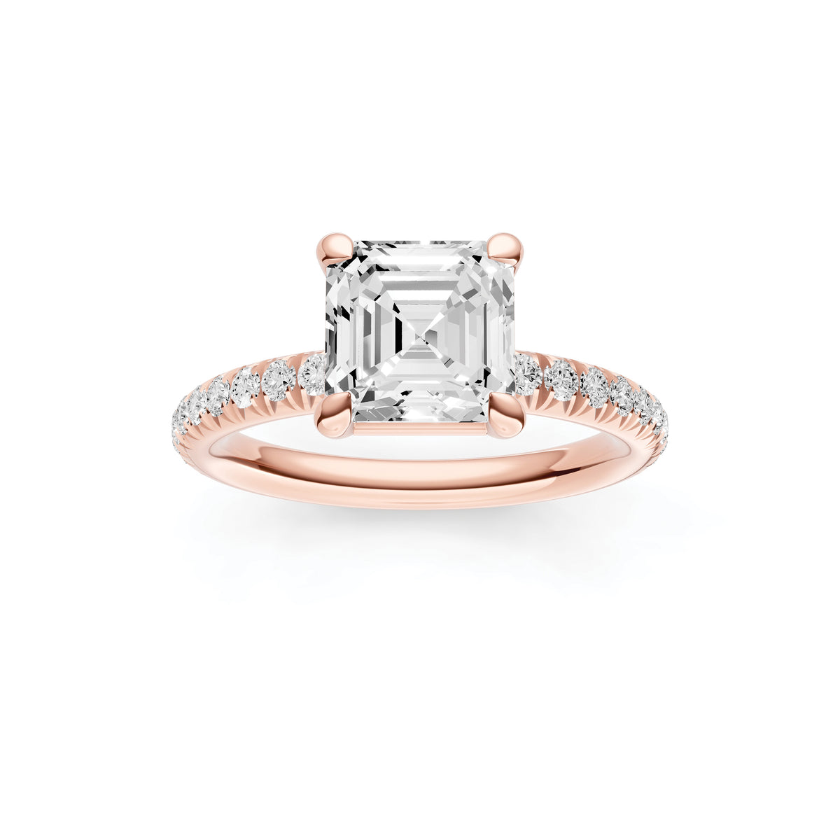 Classic French Pavé Engagement Ring (Asscher)