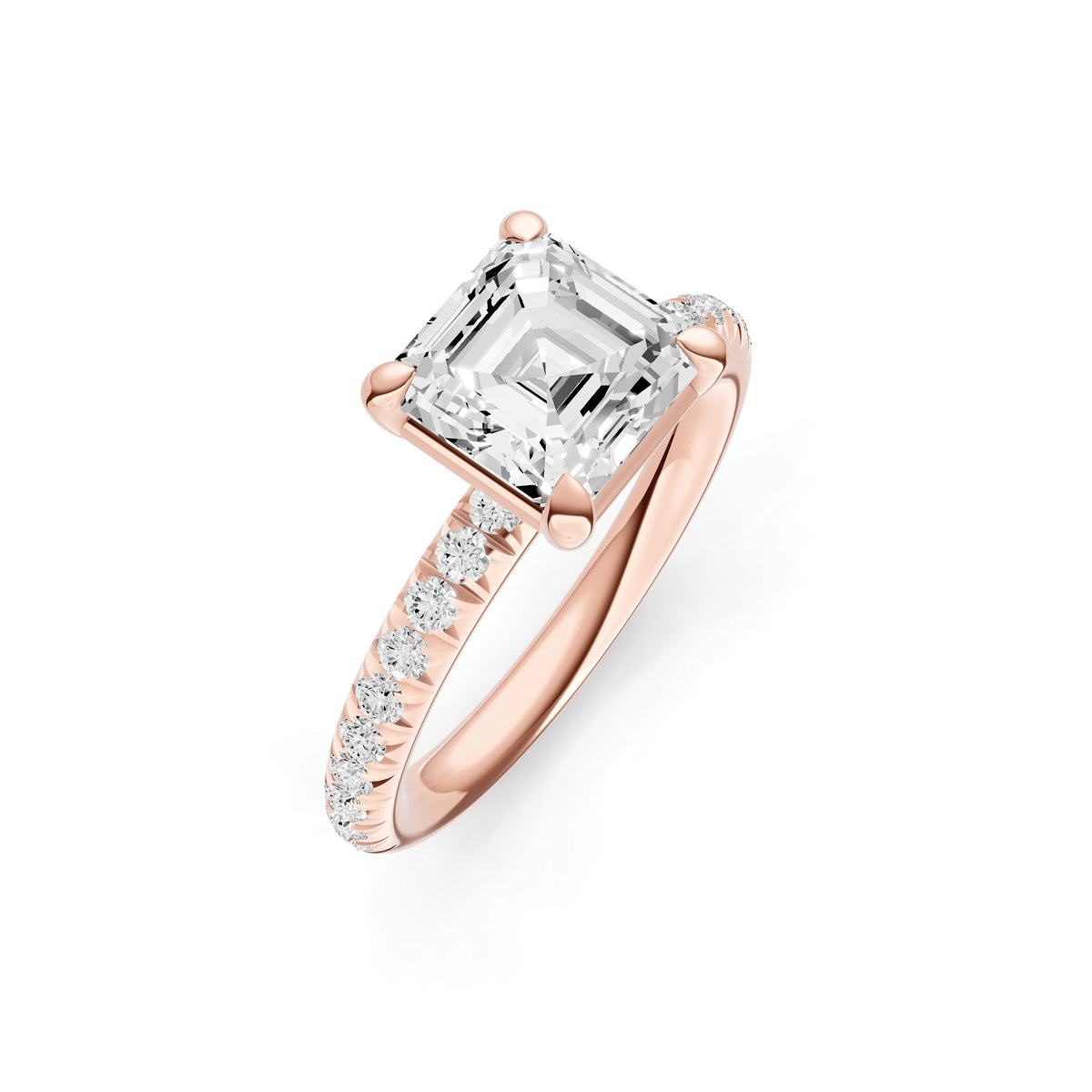 Classic French Pavé Engagement Ring (Asscher)