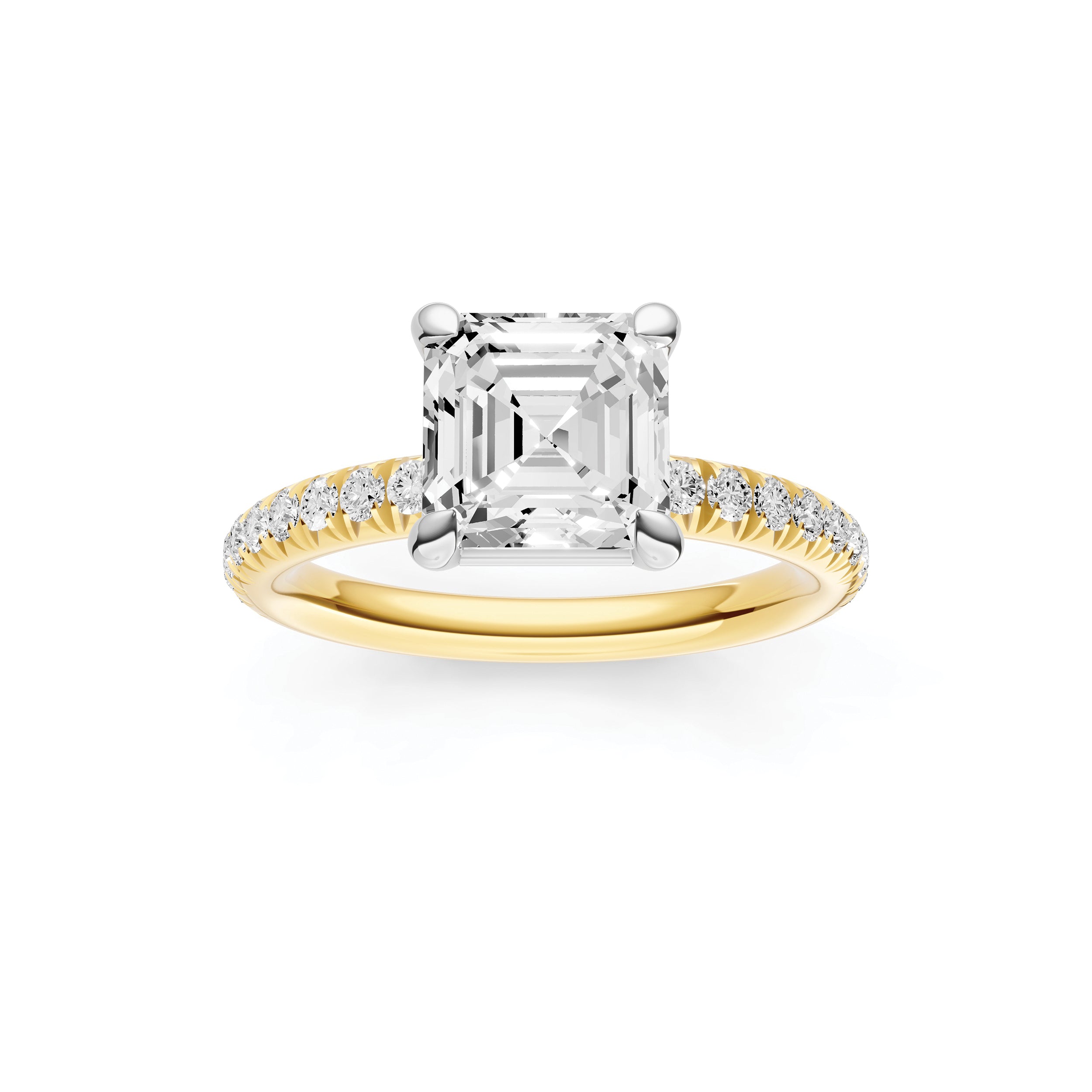 Classic French Pavé Engagement Ring (Asscher)