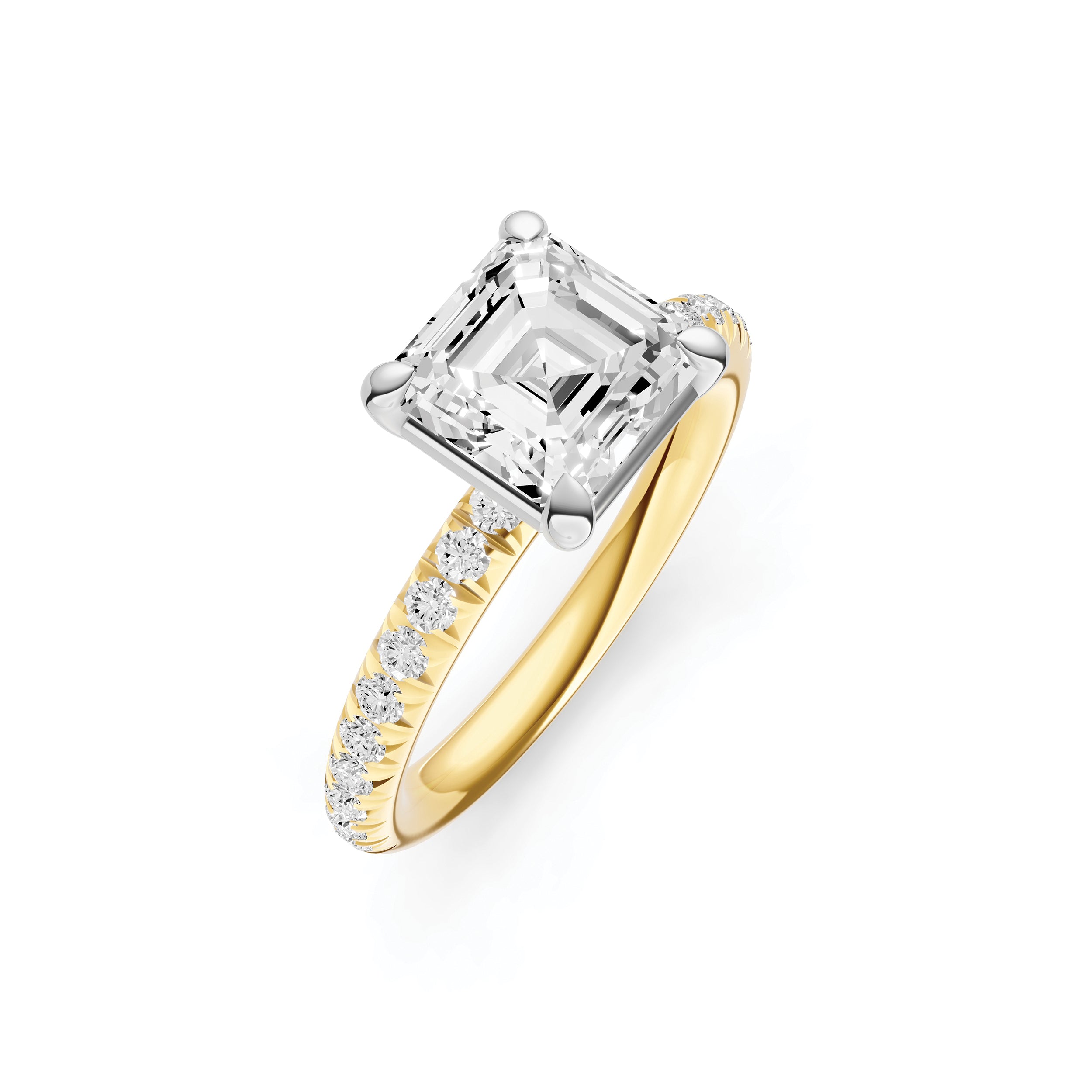 Classic French Pavé Engagement Ring (Asscher)