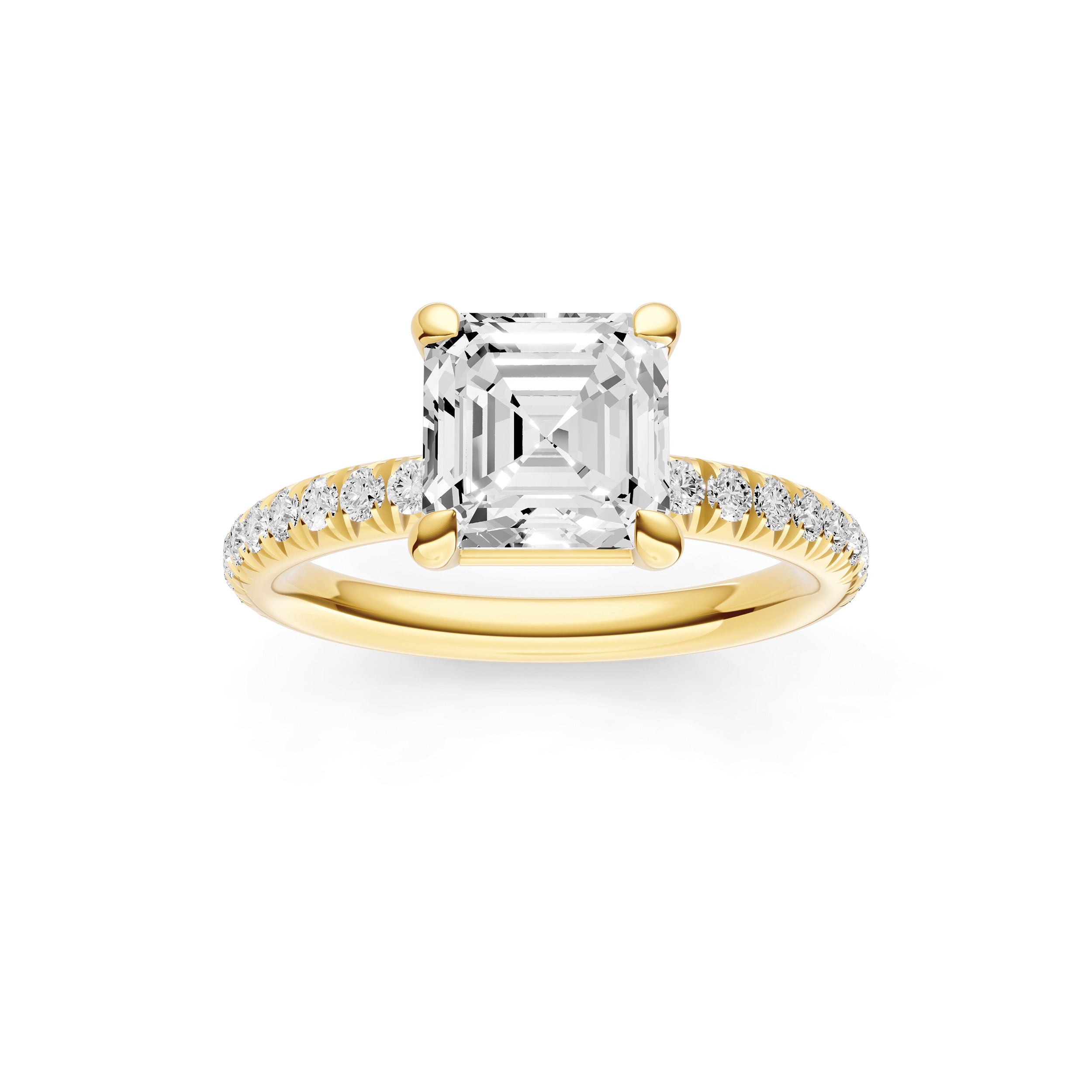 Classic French Pavé Engagement Ring (Asscher)