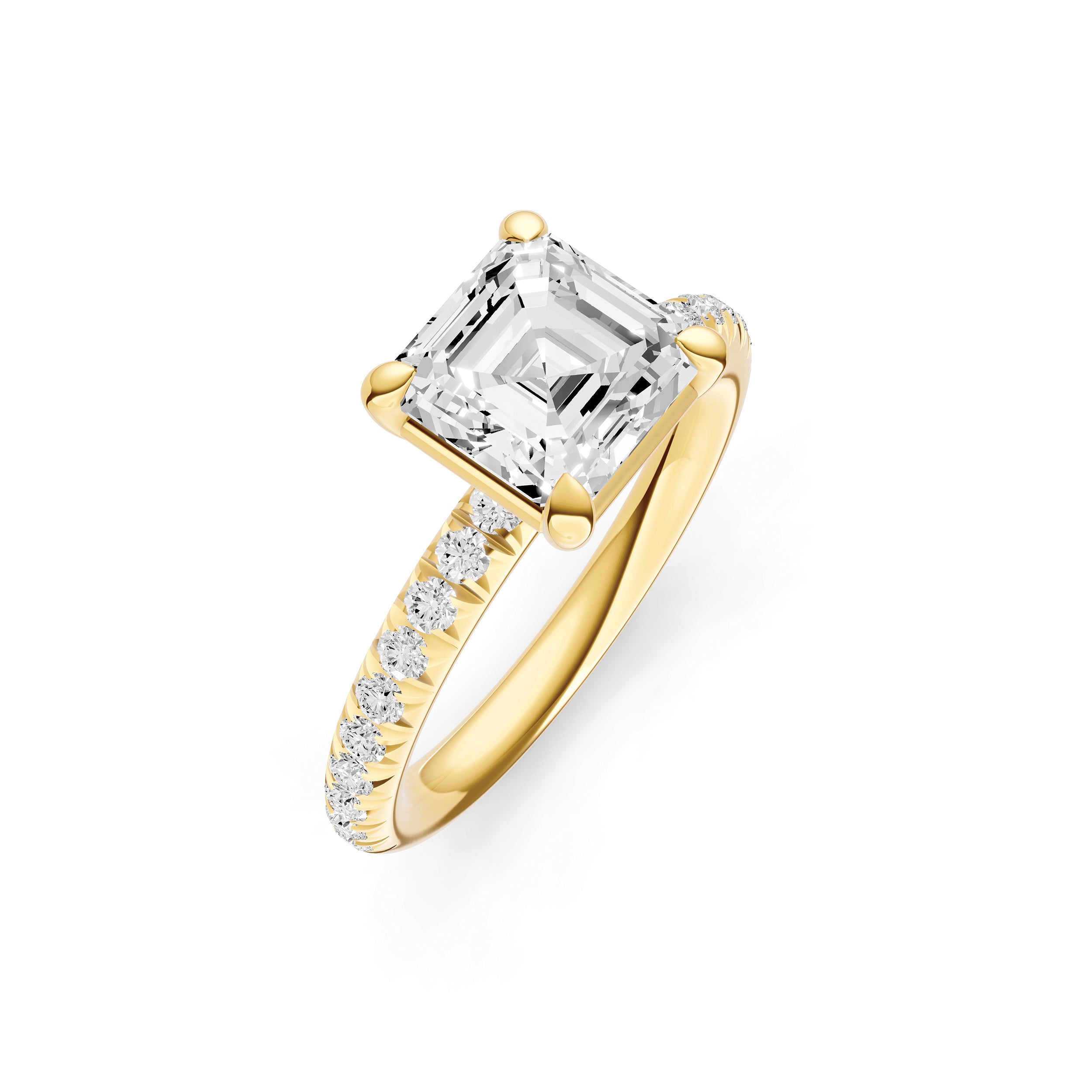 Classic French Pavé Engagement Ring (Asscher)
