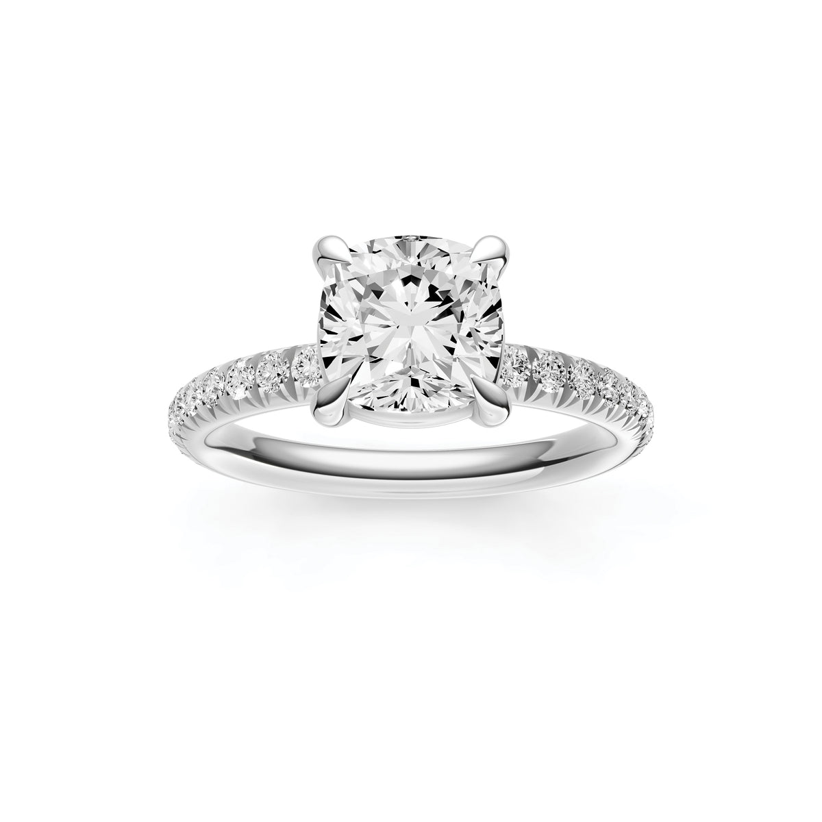 Classic French Pavé Engagement Ring (Cushion)