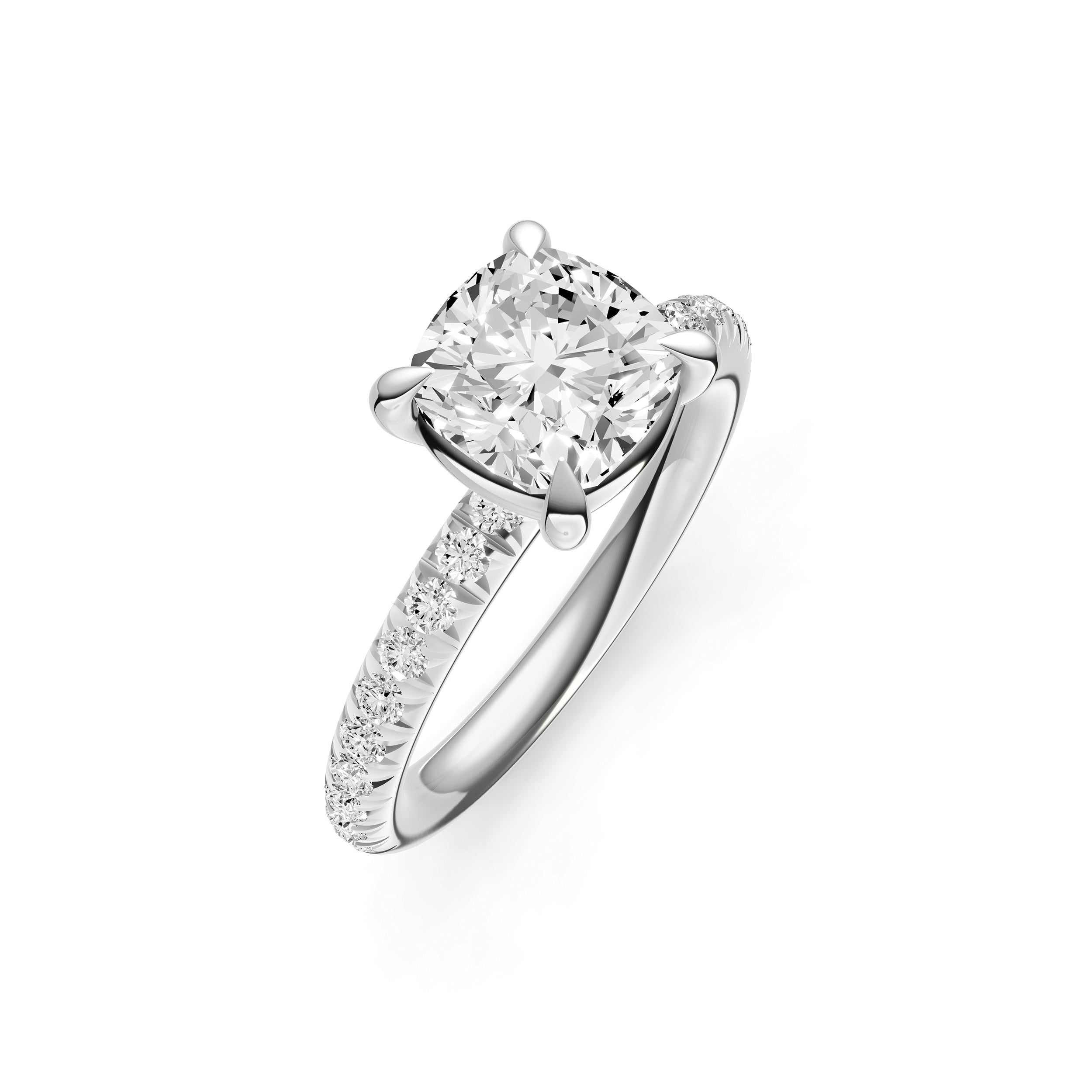 Classic French Pavé Engagement Ring (Cushion)
