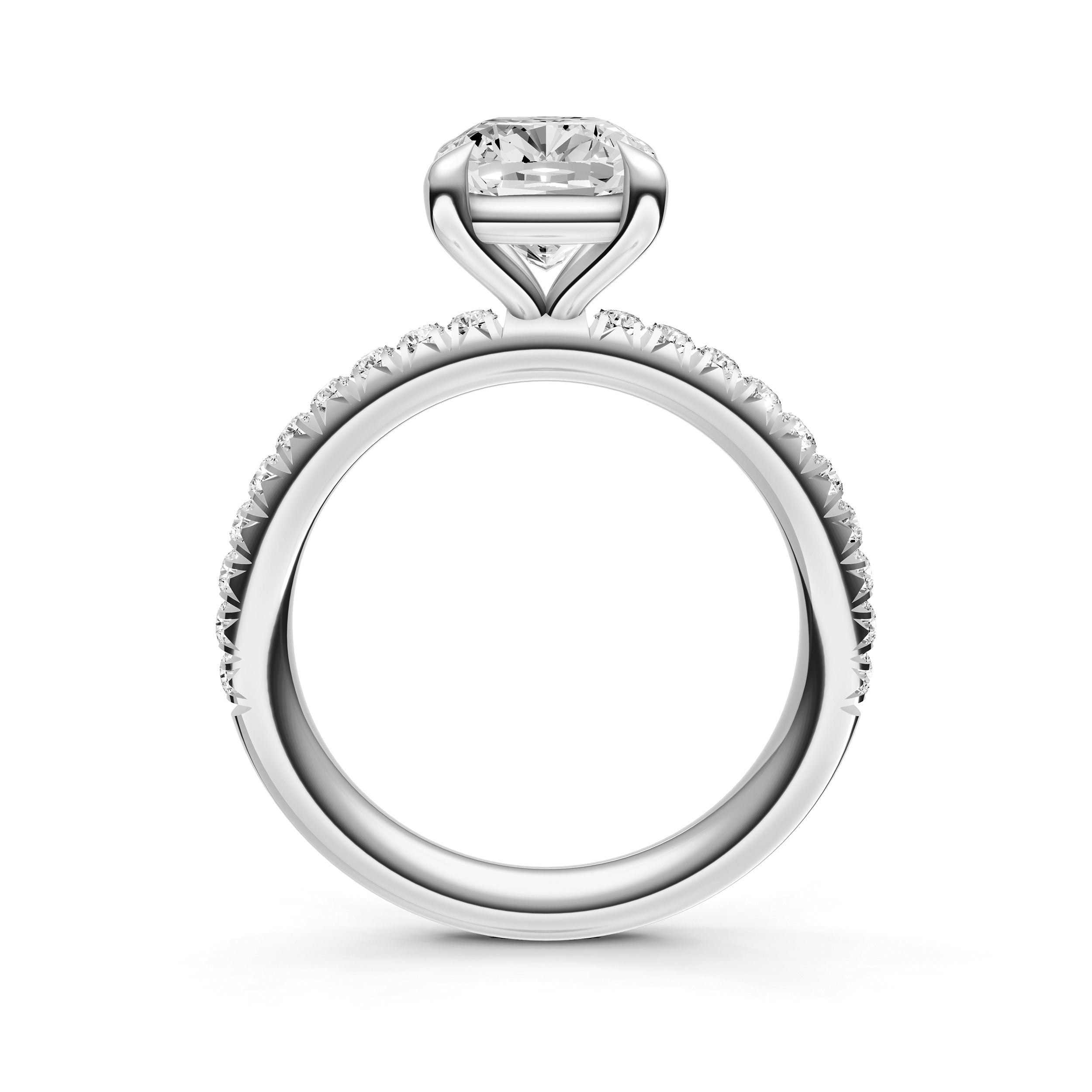 Classic French Pavé Engagement Ring (Cushion)