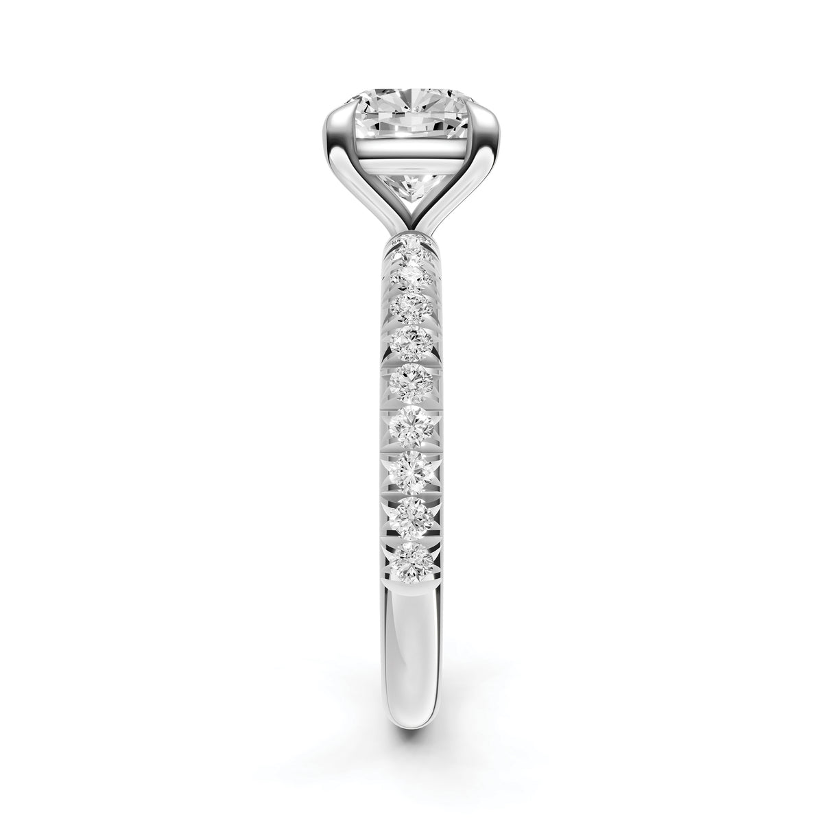 Classic French Pavé Engagement Ring (Cushion)