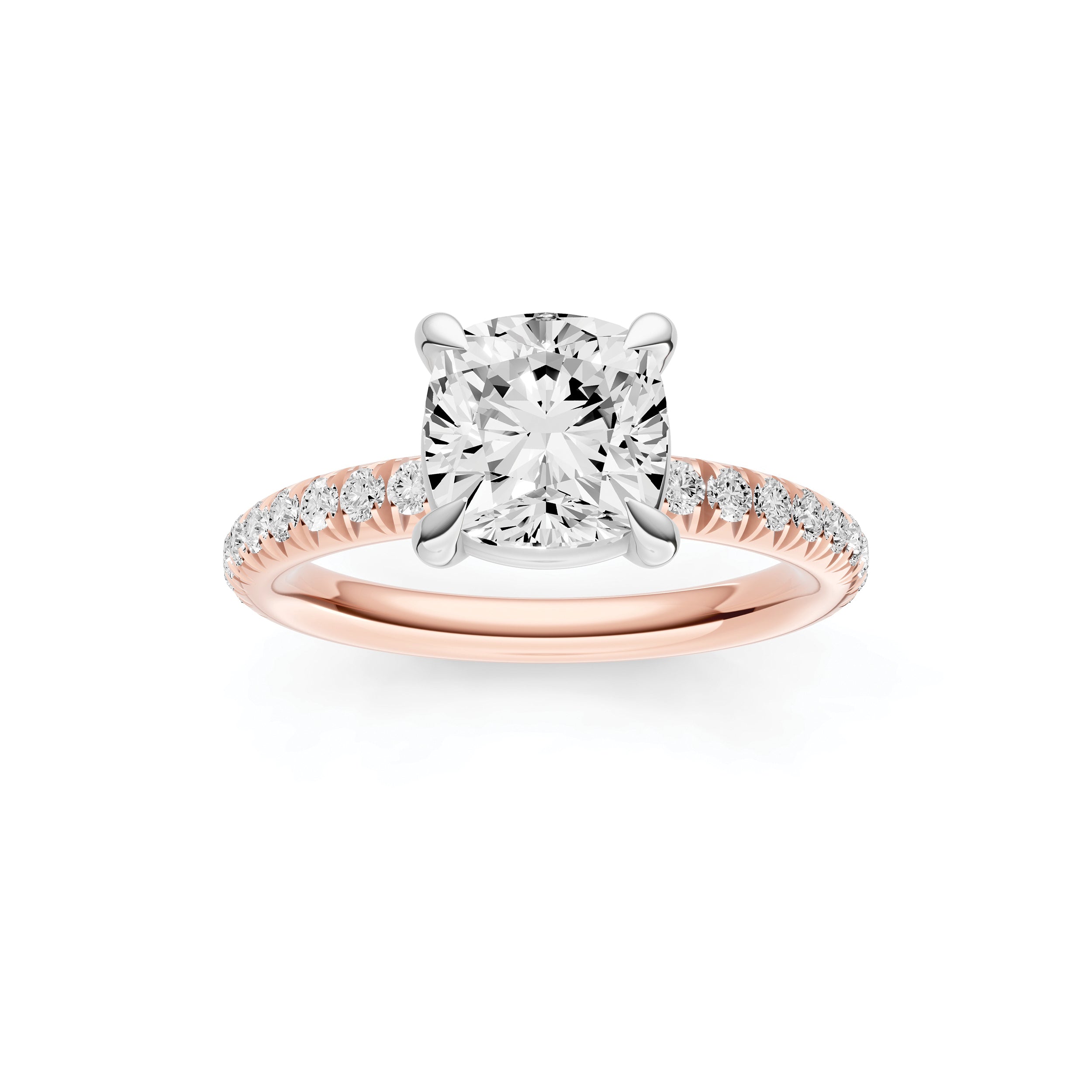Classic French Pavé Engagement Ring (Cushion)