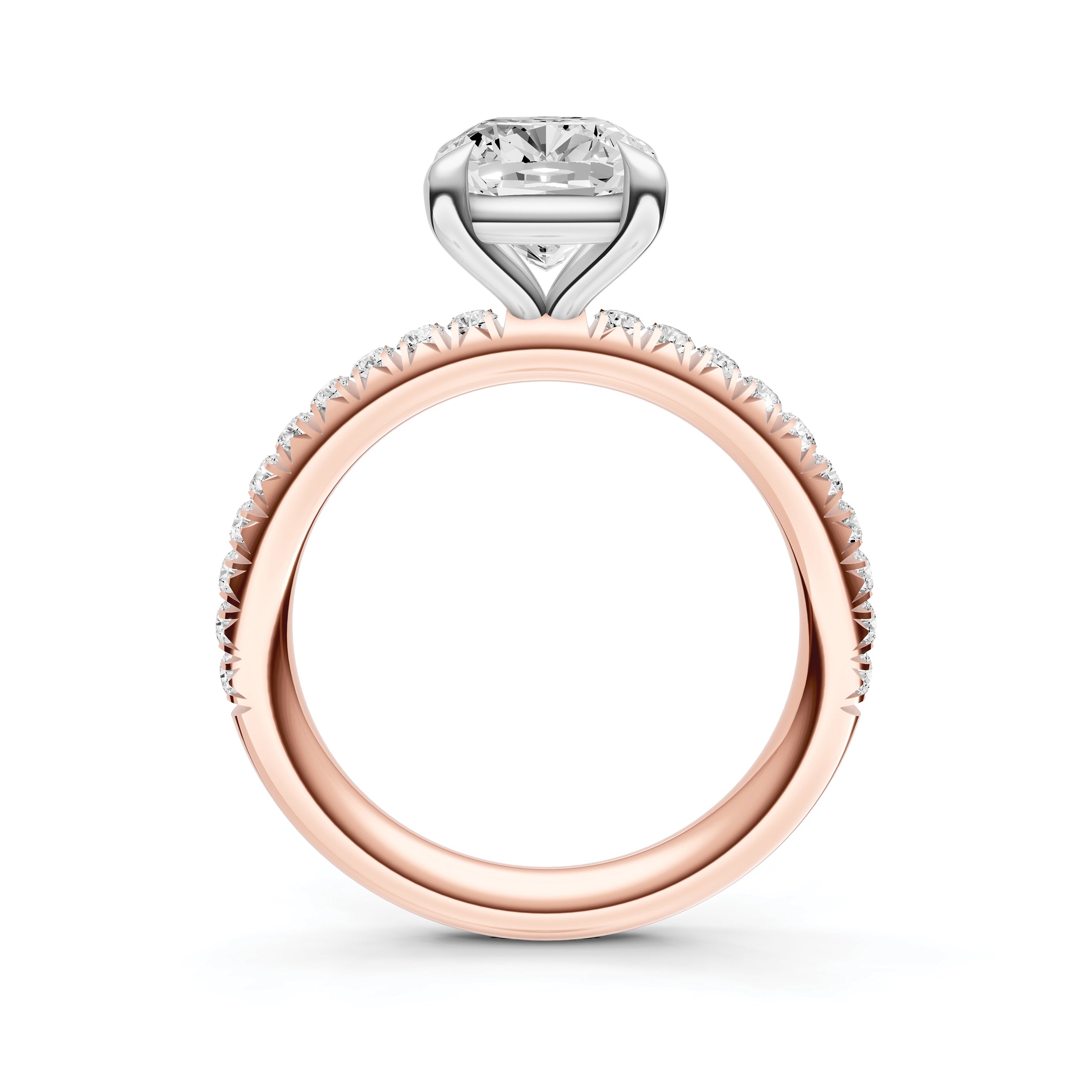 Classic French Pavé Engagement Ring (Cushion)