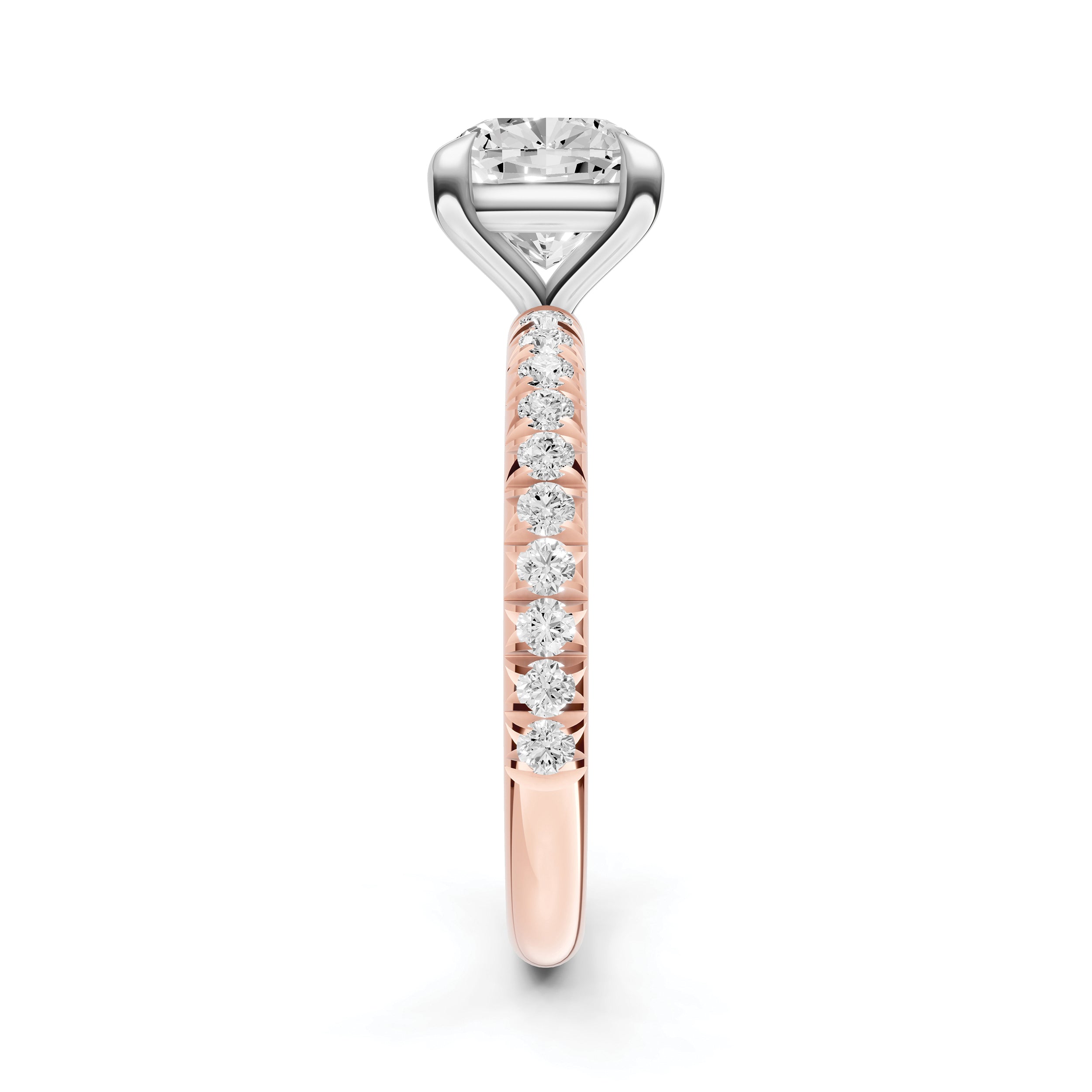 Classic French Pavé Engagement Ring (Cushion)