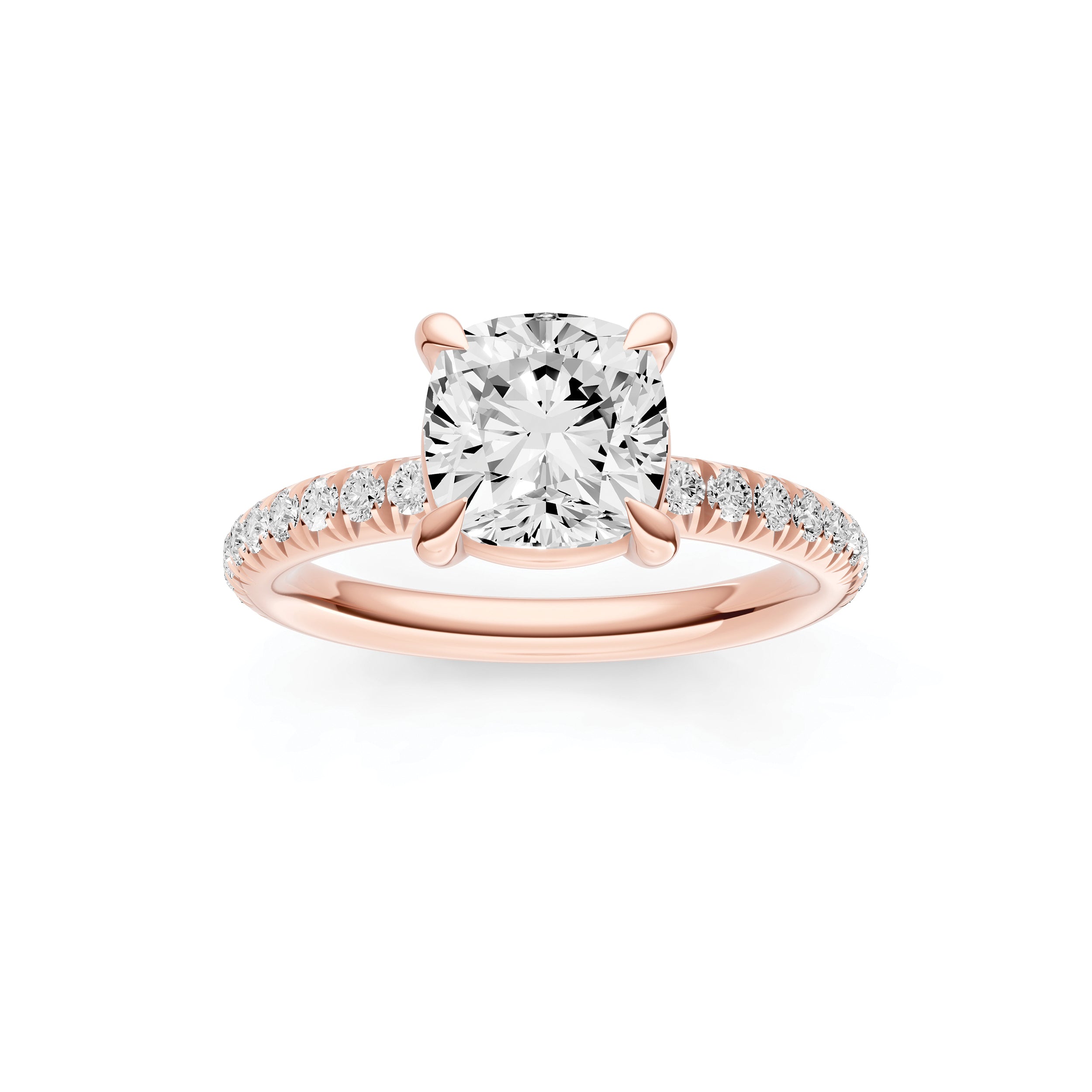 Classic French Pavé Engagement Ring (Cushion)